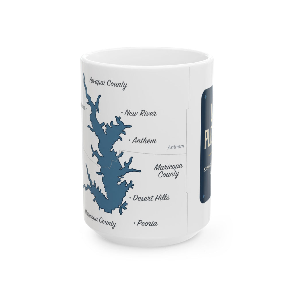 Lake Pleasant Map Silhouette Coffee Mug 15oz - Unique Lake Life Souvenir
