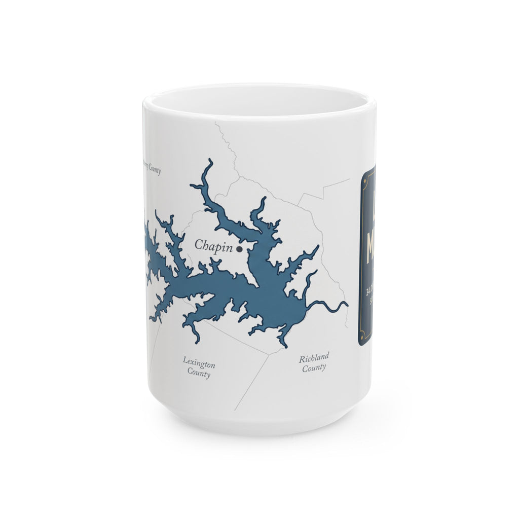 Lake Murray Map Silhouette Coffee Mug 15oz - Unique Lake Life Souvenir