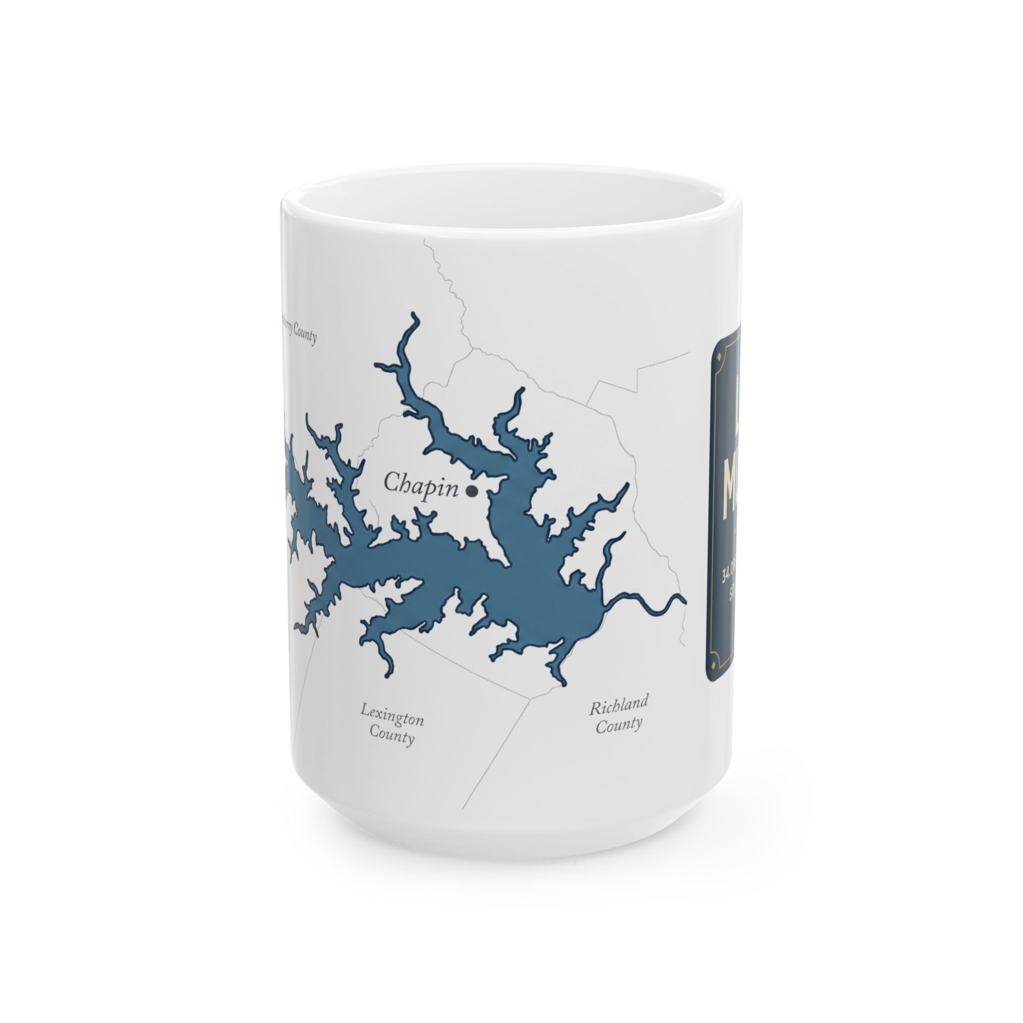 Lake Murray Map Silhouette Coffee Mug 15oz - Unique Lake Life Souvenir