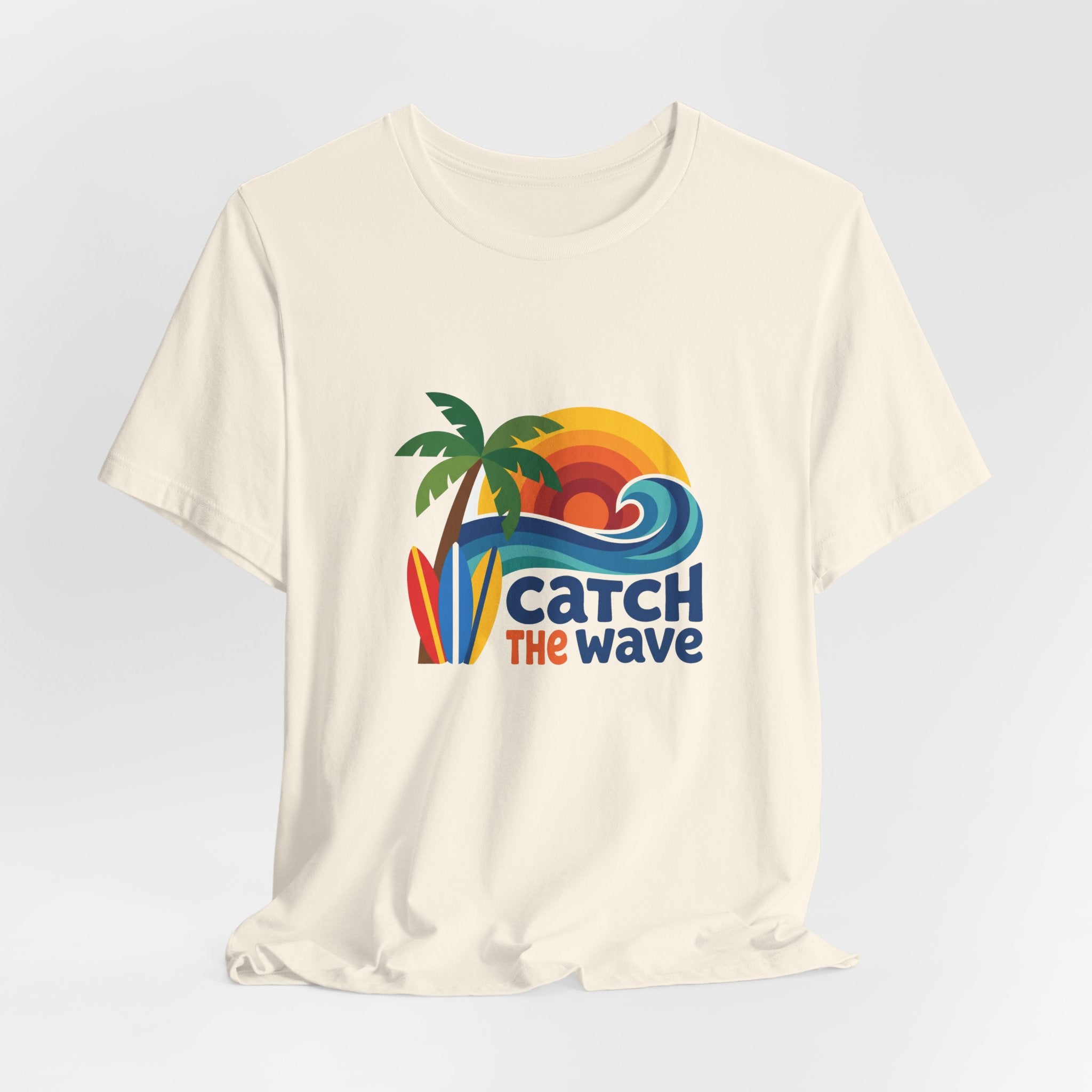Catch the Wave Tee - Retro Beach Sunset Surfboard Design