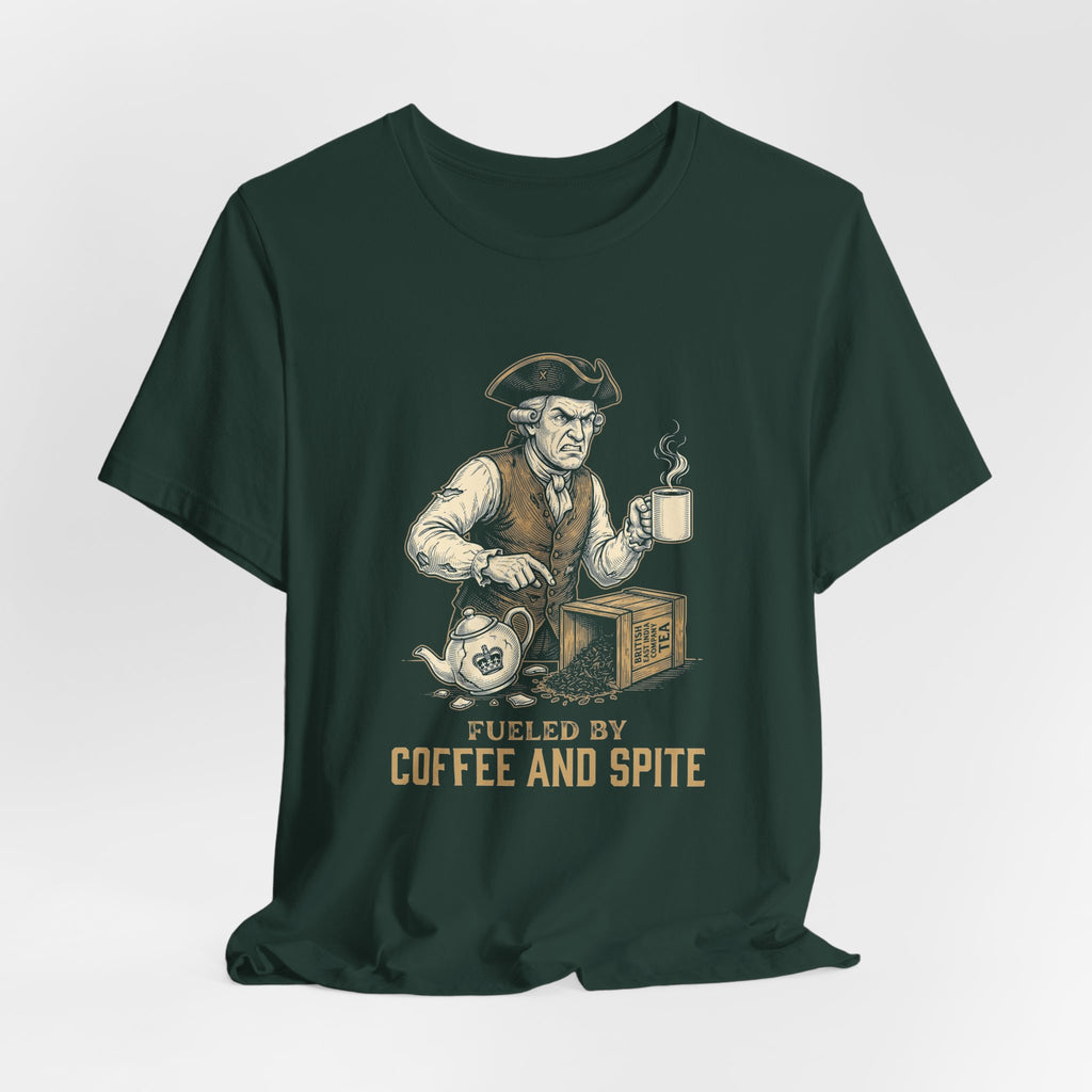 Fueled By Coffee and Spite Funny Eagle T-Shirt | Sarcastic 4th of July Tee | Patriotic Gift