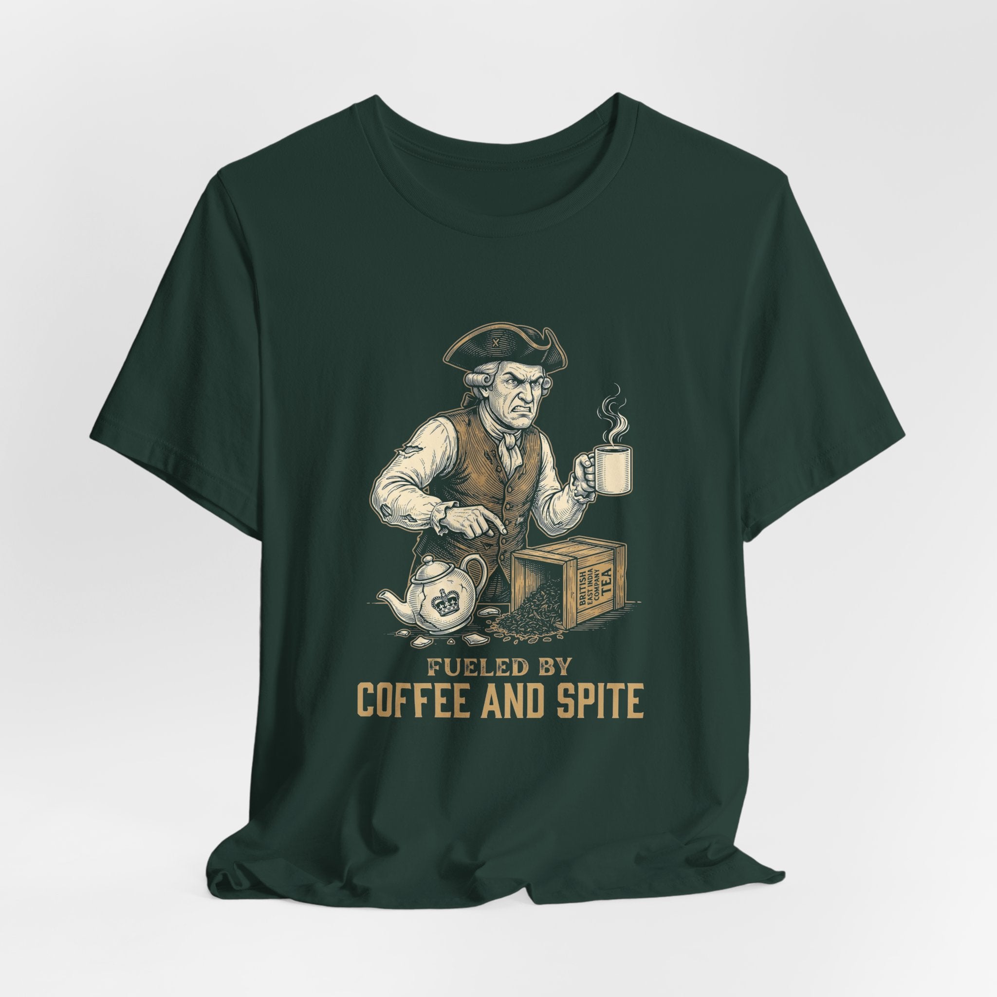 Fueled By Coffee and Spite Funny Eagle T-Shirt | Sarcastic 4th of July Tee | Patriotic Gift