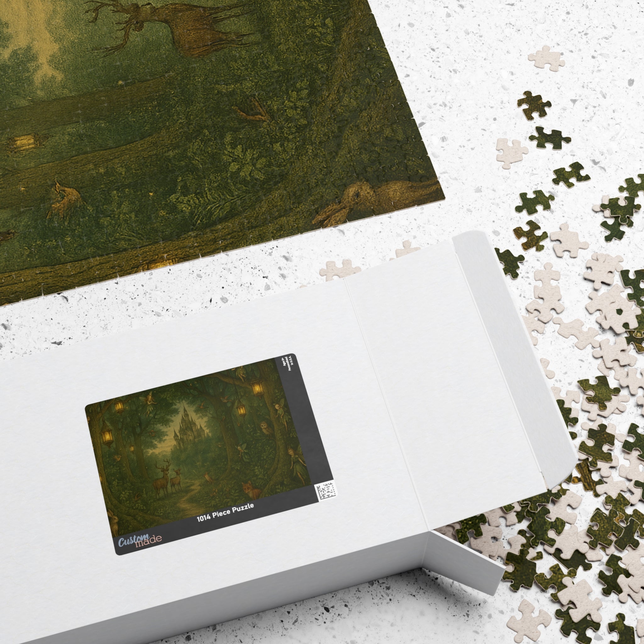 Forest Panorama Jigsaw Puzzle - Enchanted Scene with Lanterns & Castle