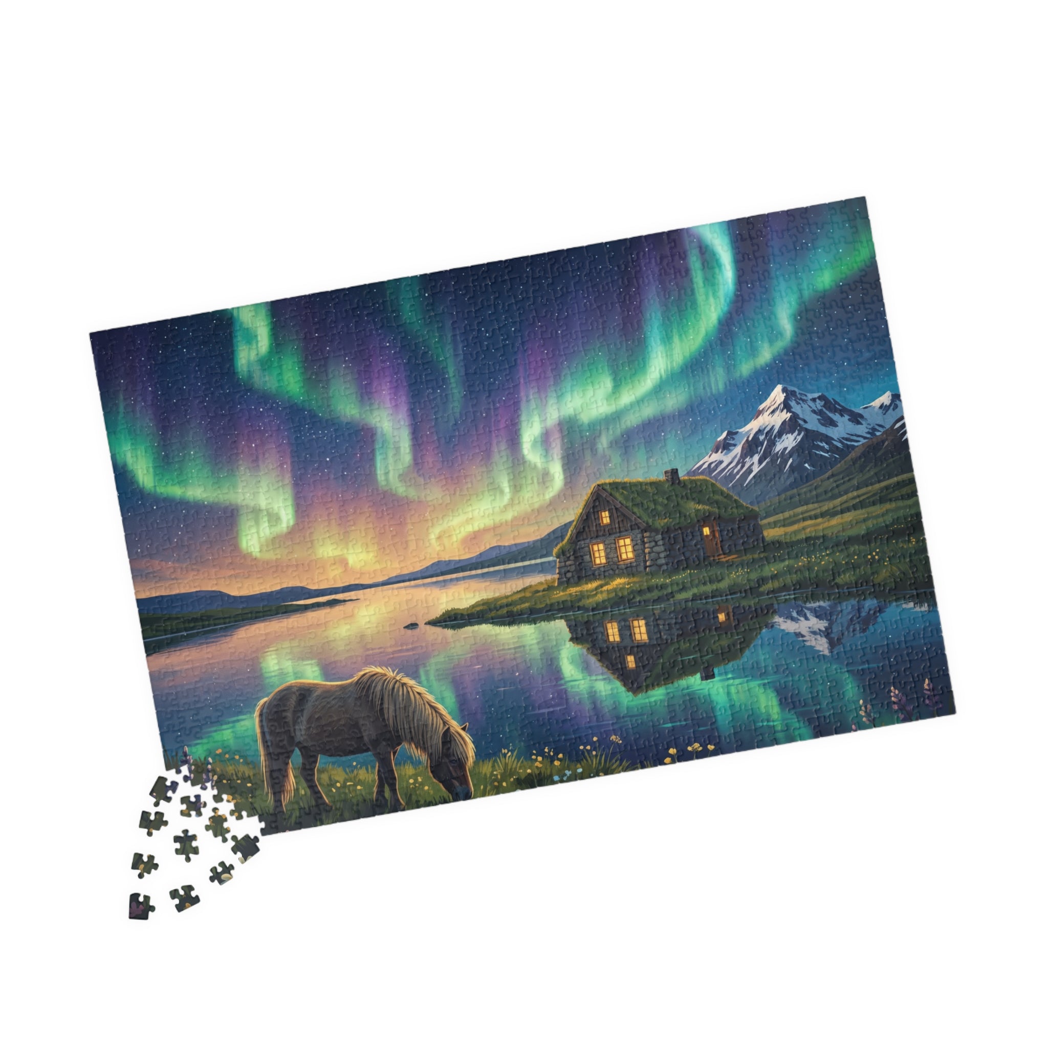 Northern Lights Iceland Jigsaw Puzzle | Aurora Borealis Landscape