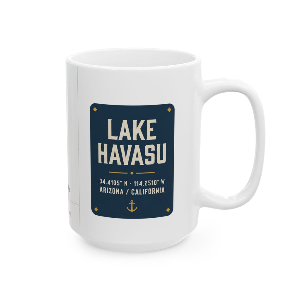 Lake Havasu Map Silhouette Coffee Mug 15oz - Unique Lake Life Souvenir