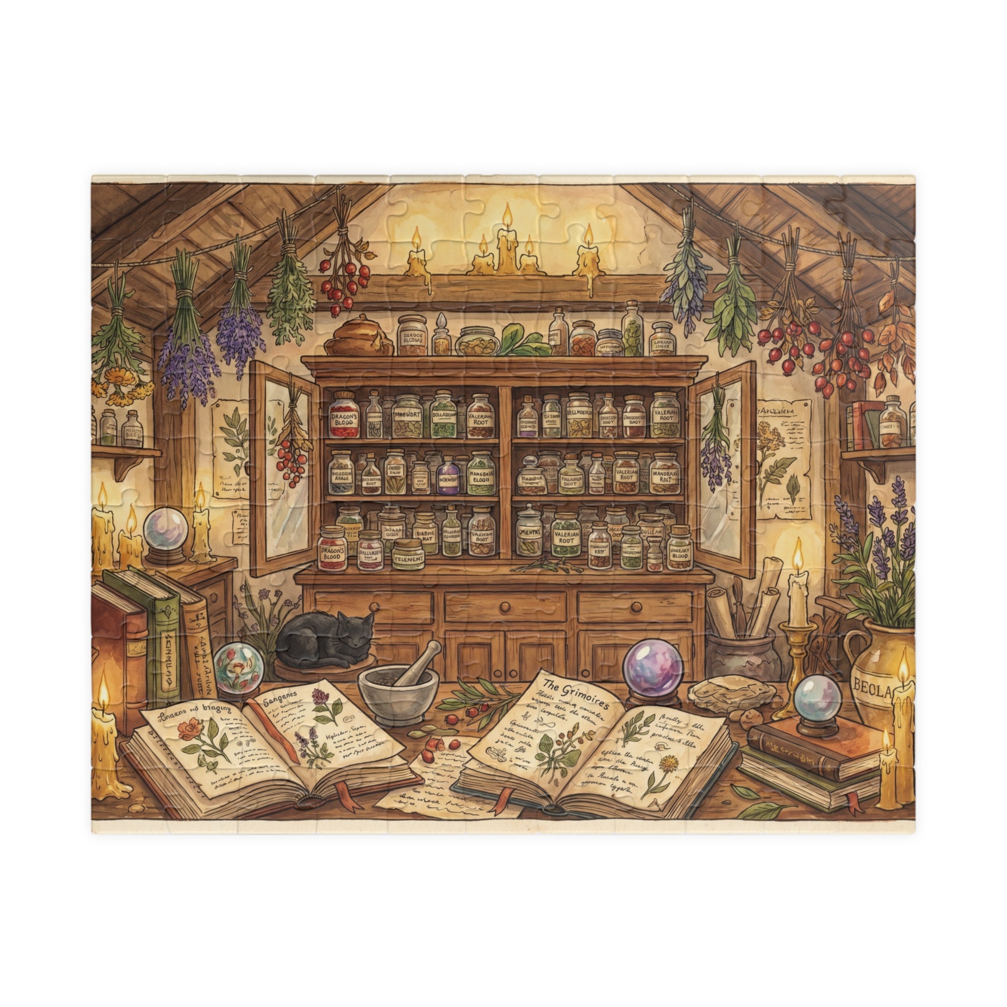 Witch's Herbal Apothecary Jigsaw Puzzle | Cottagecore Witchy Pantry Art | 110-1014 Piece