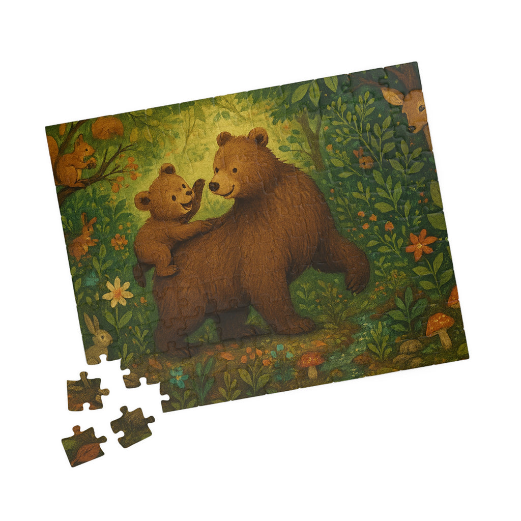 Forest Scene Jigsaw Puzzle - Mother Bear and Cub with Woodland Creatures