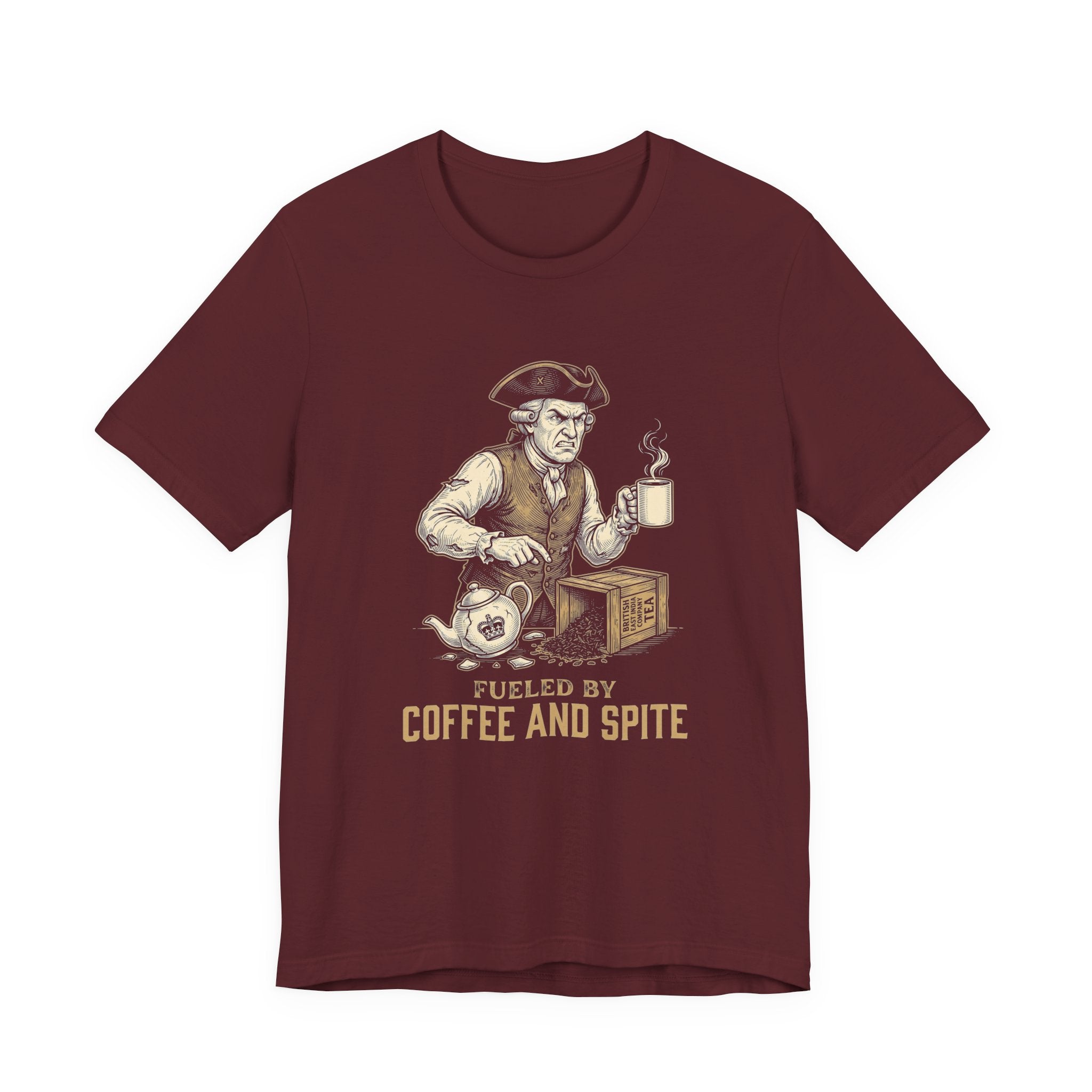 Fueled By Coffee and Spite Funny Eagle T-Shirt | Sarcastic 4th of July Tee | Patriotic Gift