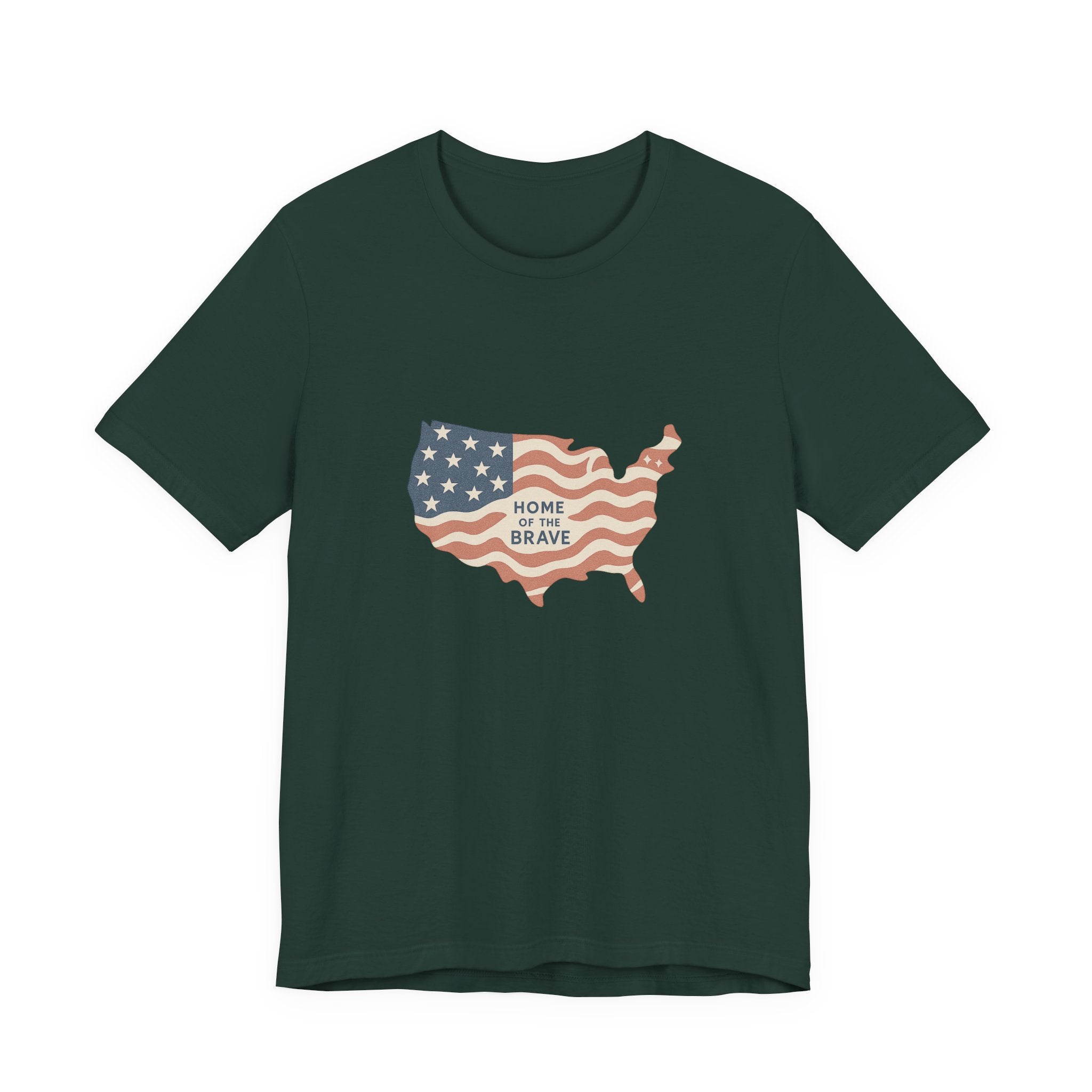 Minimalist USA Map Tee with Stars and Stripes Design
