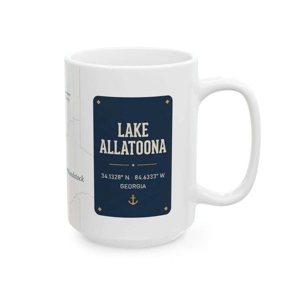 Lake Allatoona Map Silhouette Coffee Mug 15oz - Unique Lake Life Souvenir
