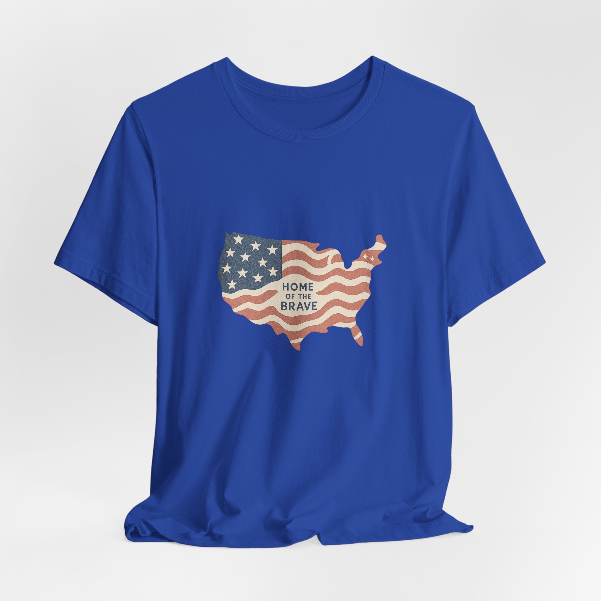 Minimalist USA Map Tee with Stars and Stripes Design