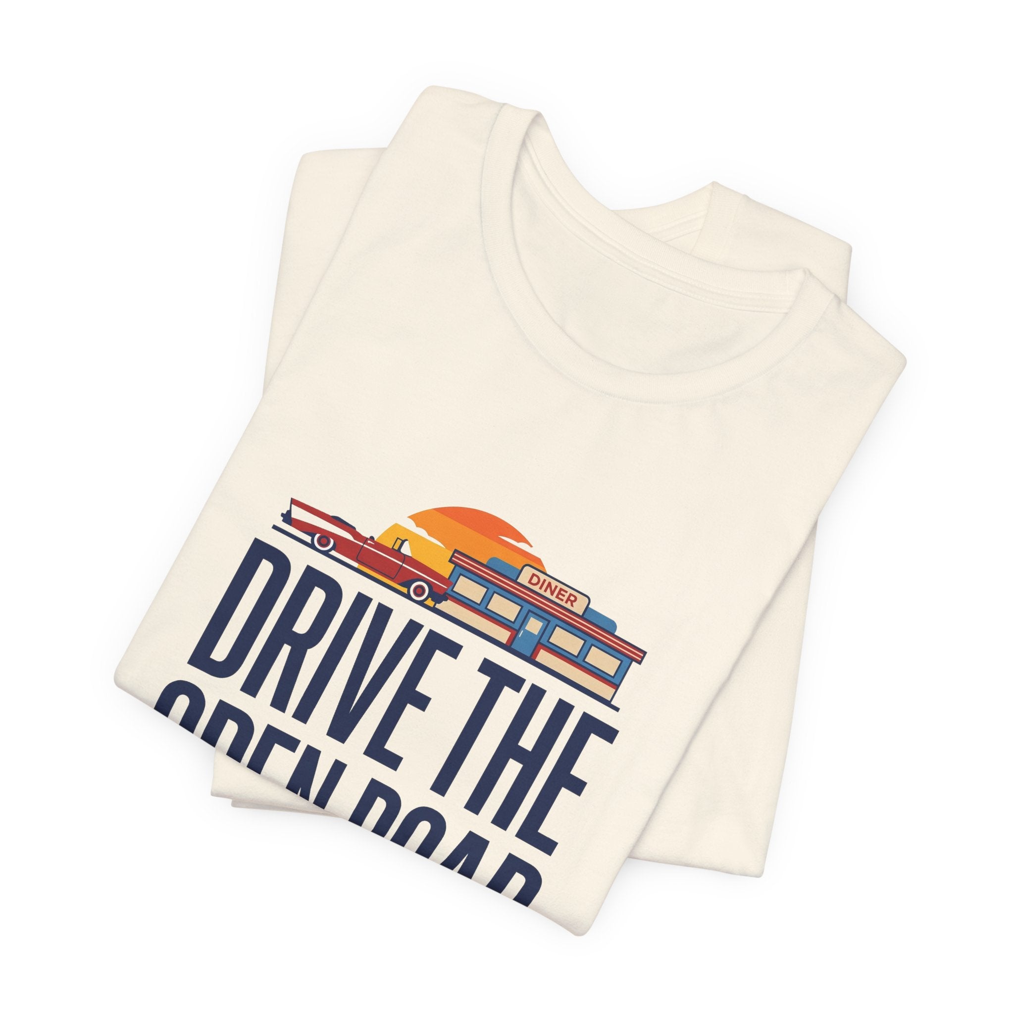 Drive The Open Road Tee - Retro Americana Car and Diner Design
