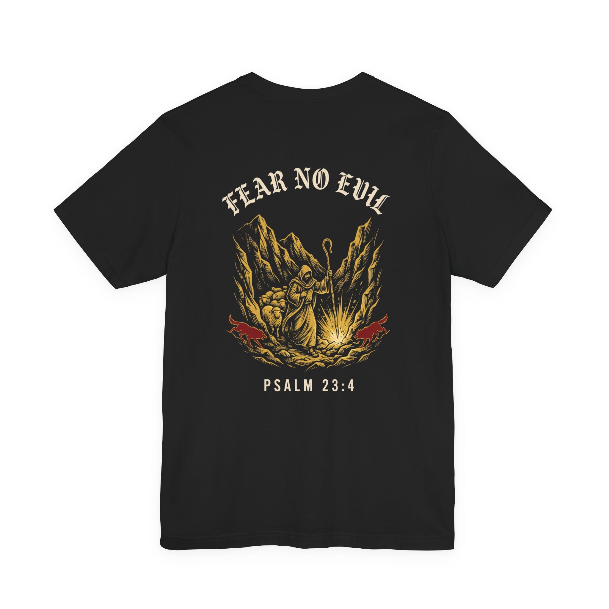 Fear No Evil Christian Tee | Psalm 23:4 Warrior Faith Bible Shirt