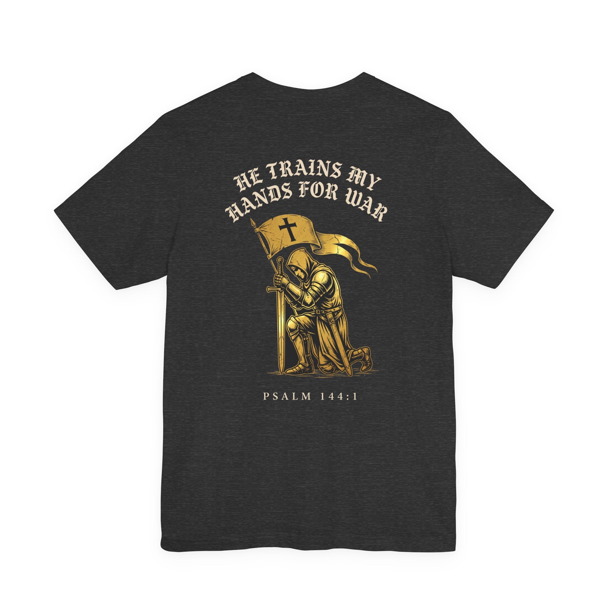 He Trains My Hands For War Christian Tee | Reformed Warrior Faith Shirt