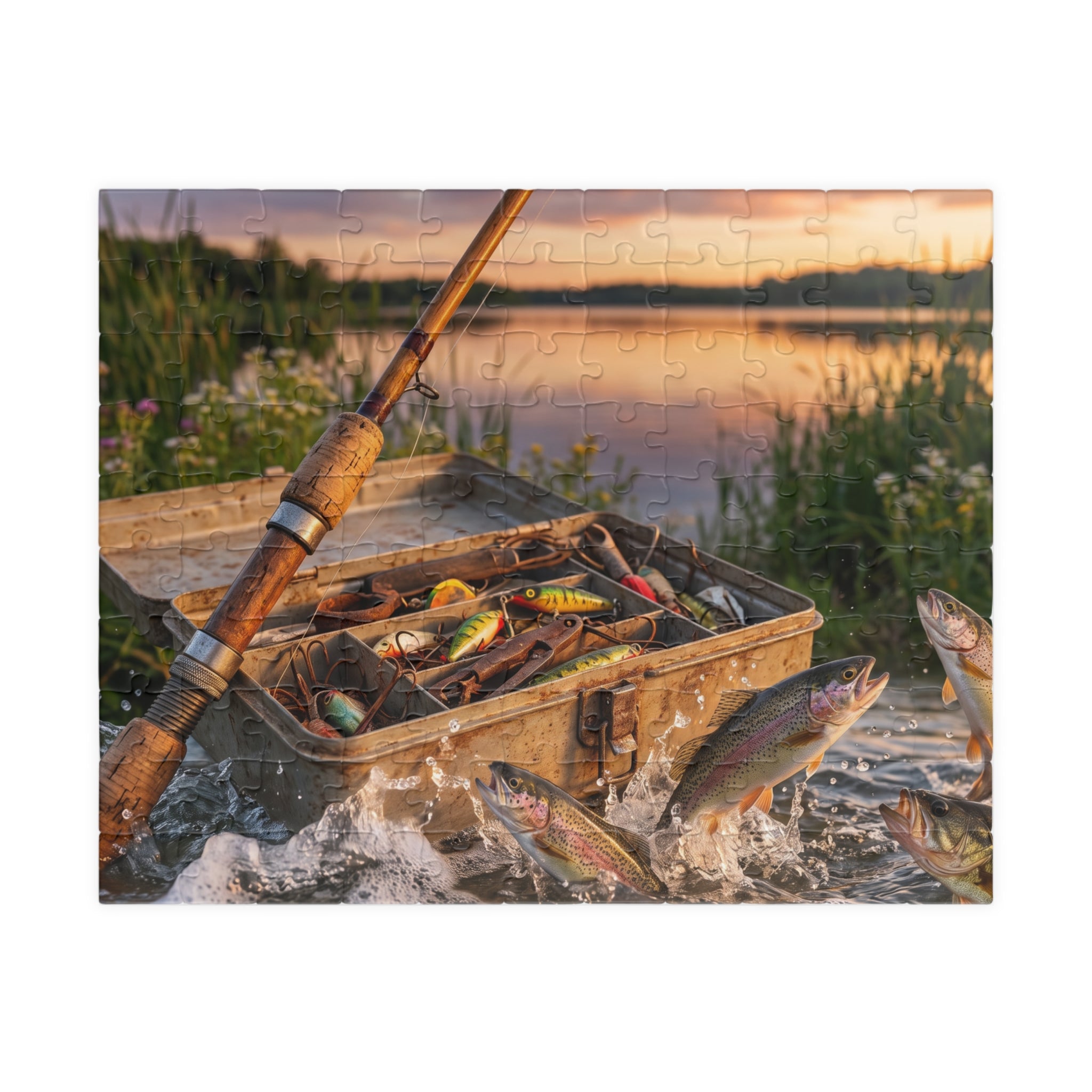 Fishing Rod Jigsaw Puzzle - Vintage Tackle Box Design
