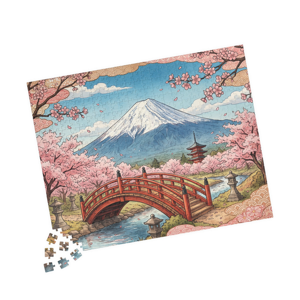 Mount Fuji Cherry Blossoms Jigsaw Puzzle | Japan Scenic Landscape