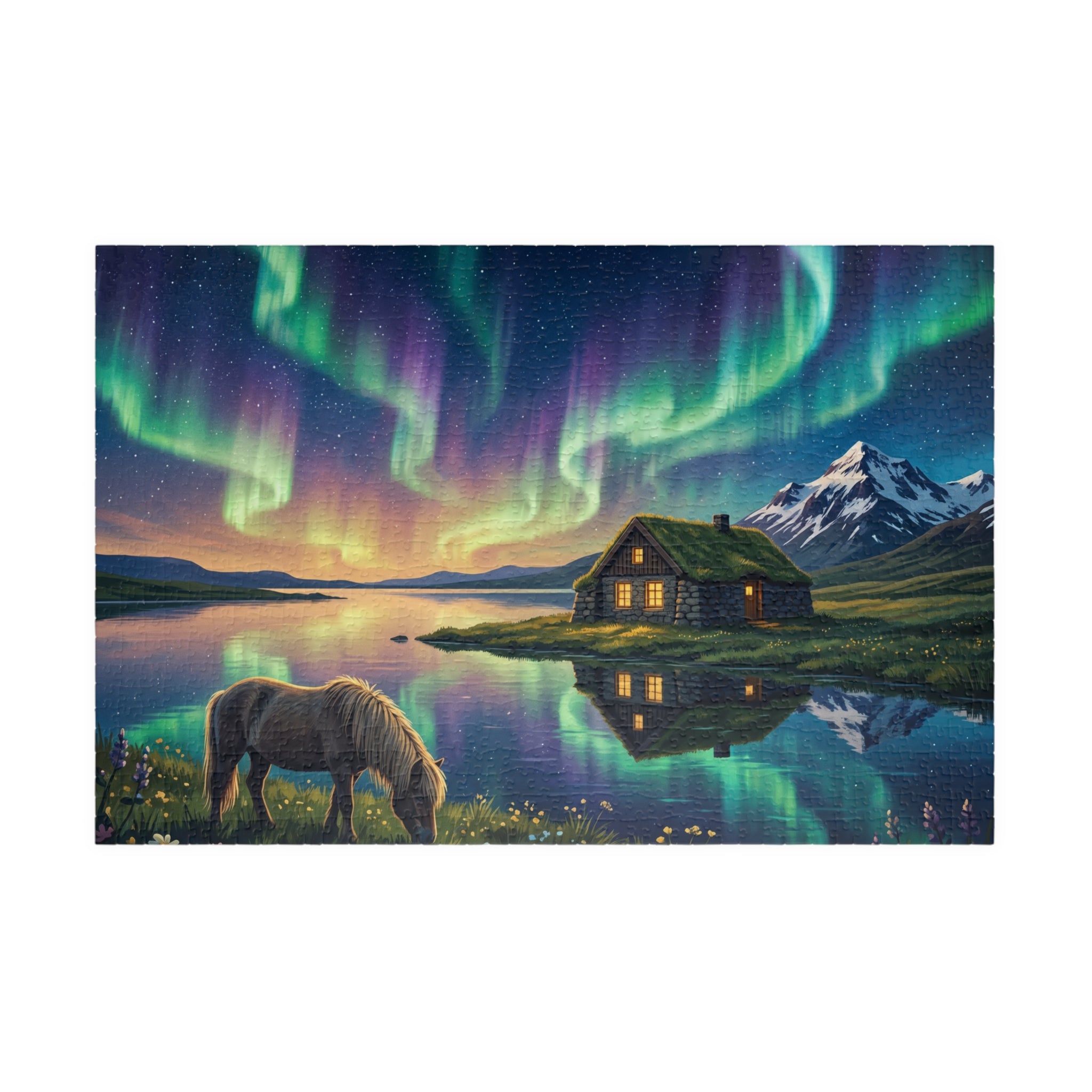 Northern Lights Iceland Jigsaw Puzzle | Aurora Borealis Landscape