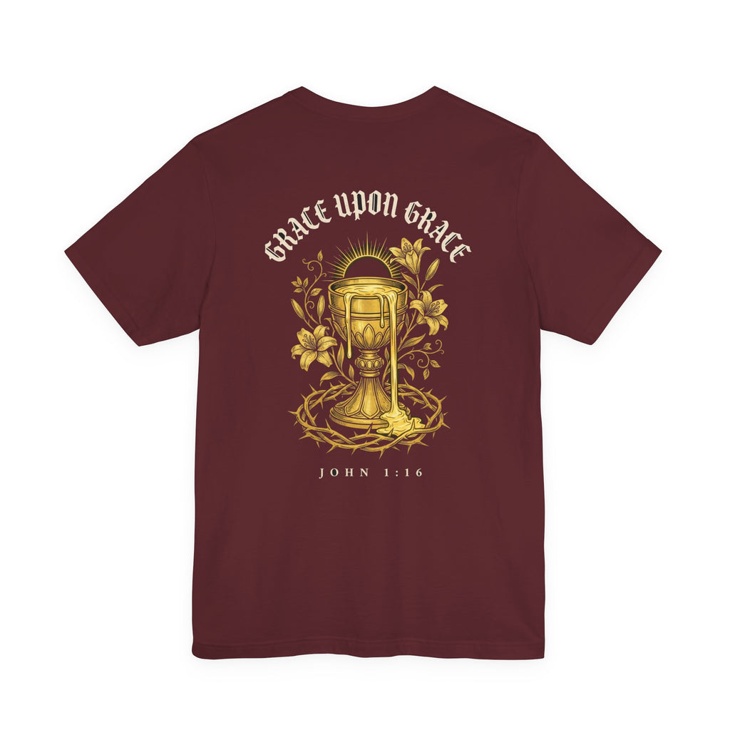 Grace Upon Grace Christian Tee | John 1:16 Floral Faith Bible Verse Shirt