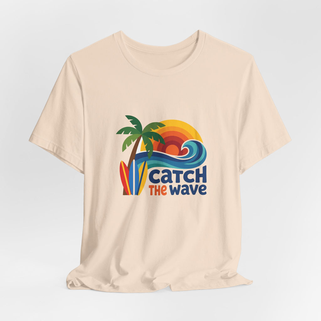 Catch the Wave Tee - Retro Beach Sunset Surfboard Design