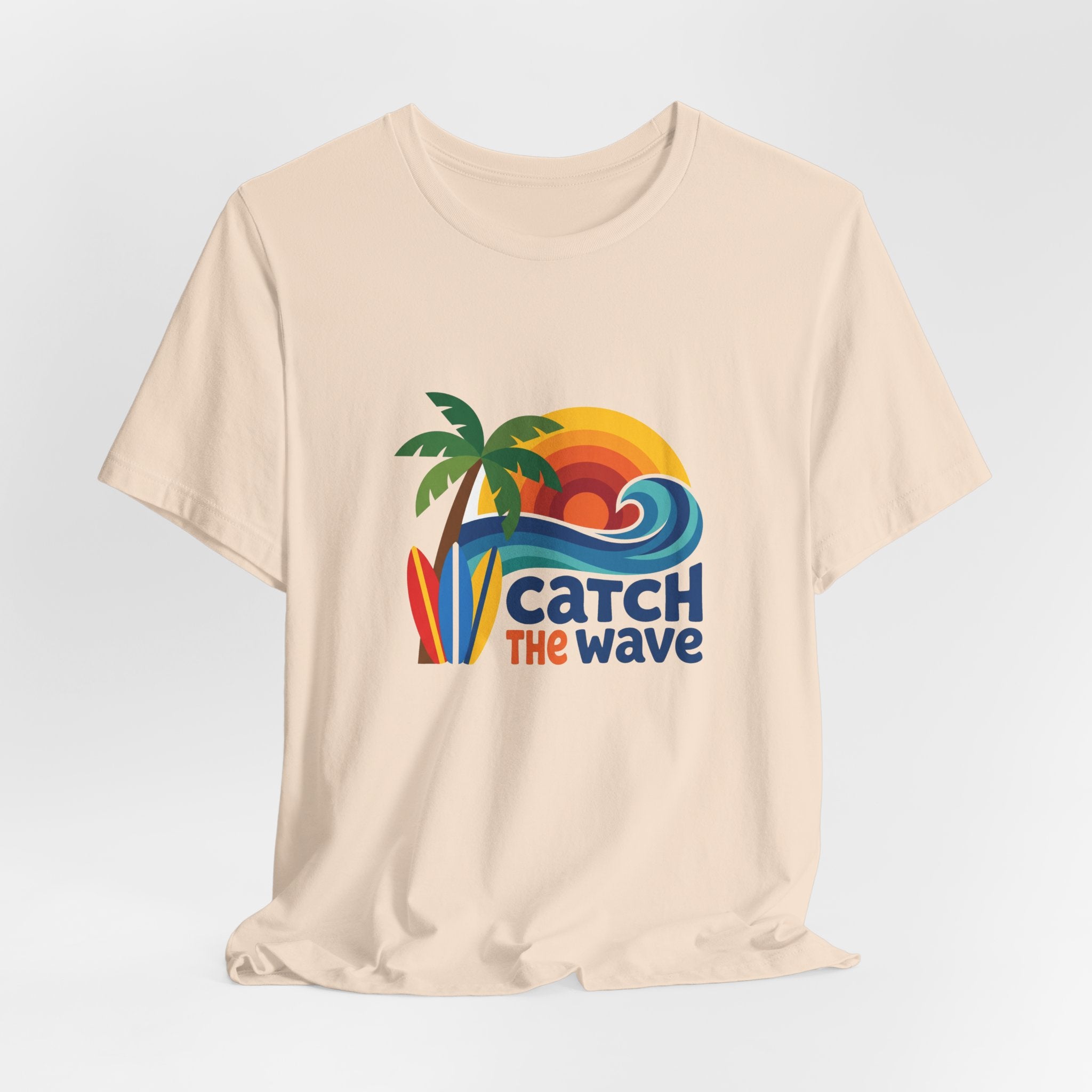 Catch the Wave Tee - Retro Beach Sunset Surfboard Design