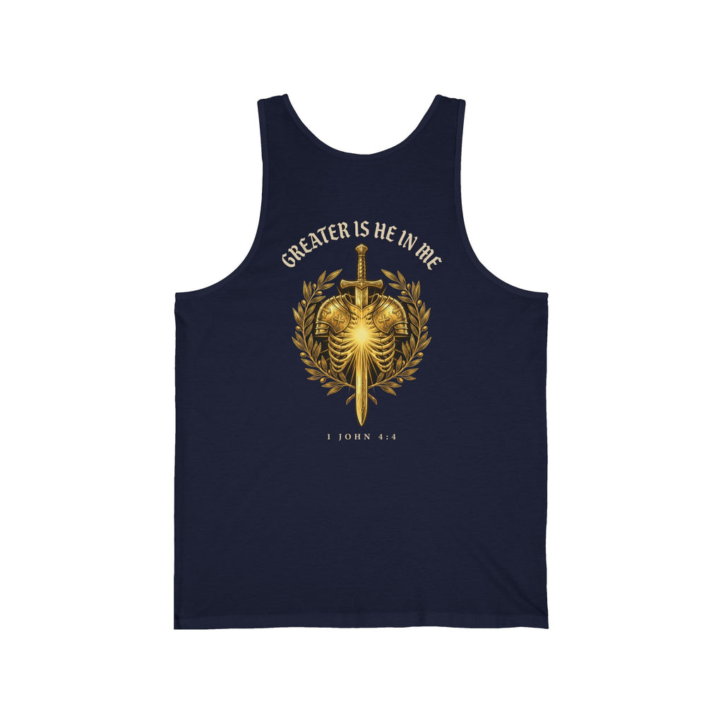 Greater Is He Who Is In Me Christian Tank | Warrior Faith Bible