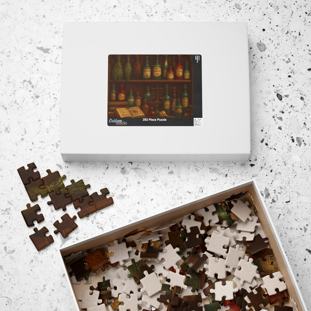 Alchemy of Curiosities Jigsaw Puzzle - Vintage Apothecary Shelf Design