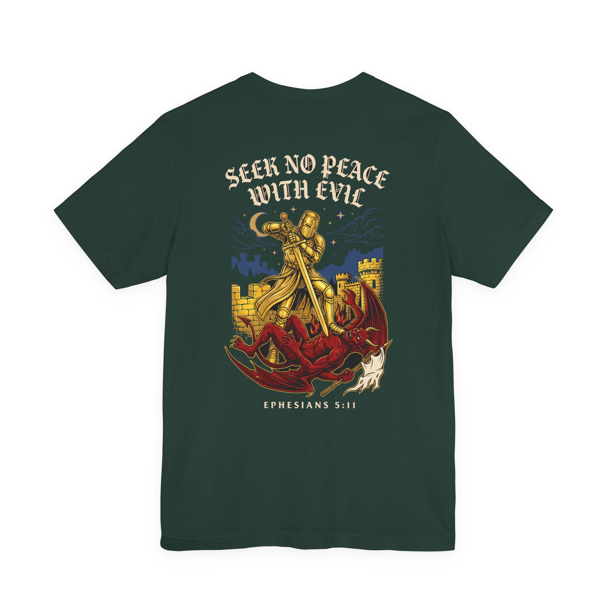 Seek No Peace With Evil Christian Tee | Reformed Warrior Faith Shirt