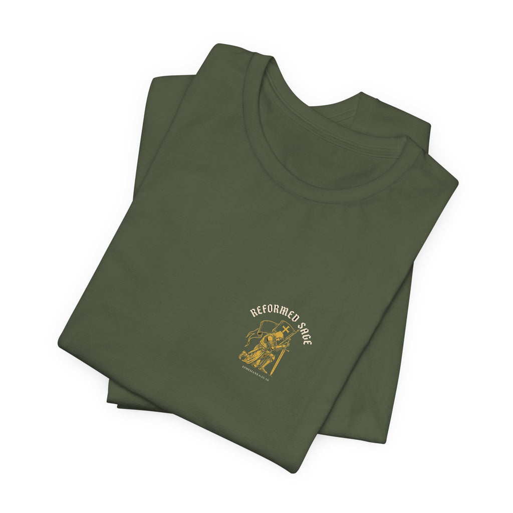 He Trains My Hands For War Christian Tee | Reformed Warrior Faith Shirt