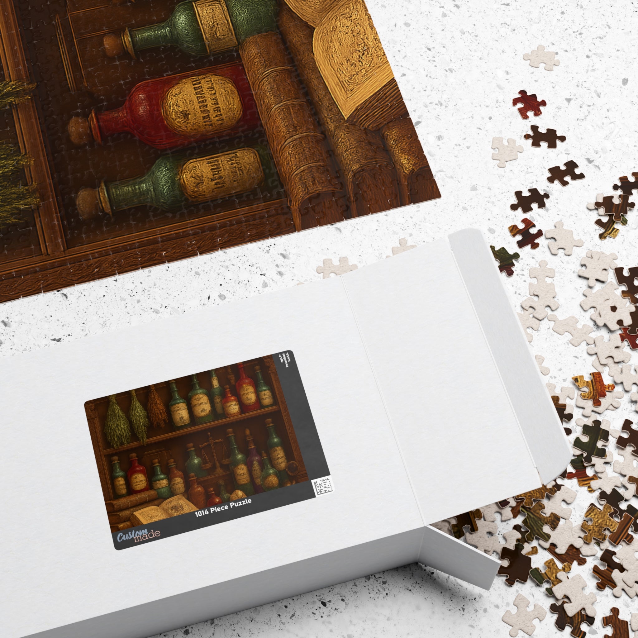 Alchemy of Curiosities Jigsaw Puzzle - Vintage Apothecary Shelf Design