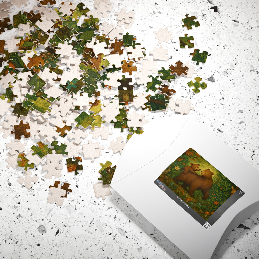 Forest Scene Jigsaw Puzzle - Mother Bear and Cub with Woodland Creatures