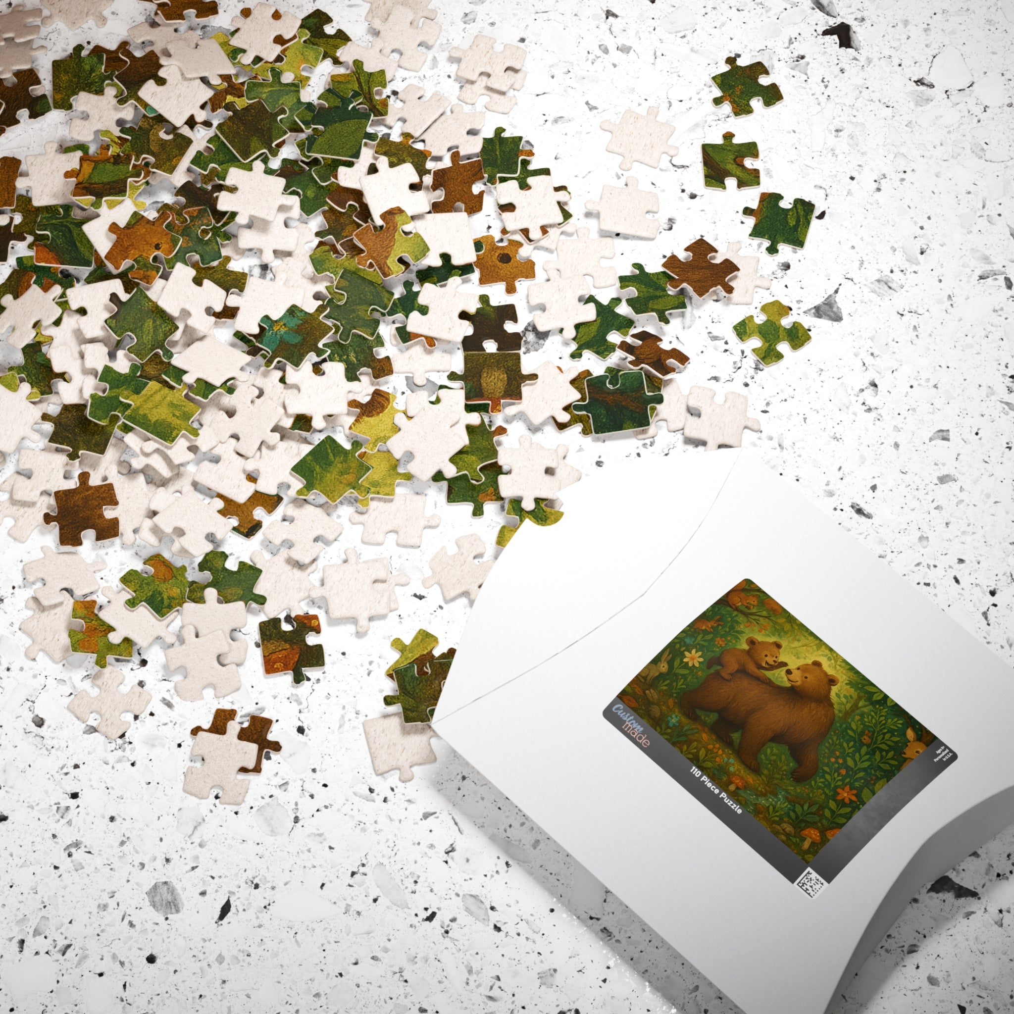 Forest Scene Jigsaw Puzzle - Mother Bear and Cub with Woodland Creatures