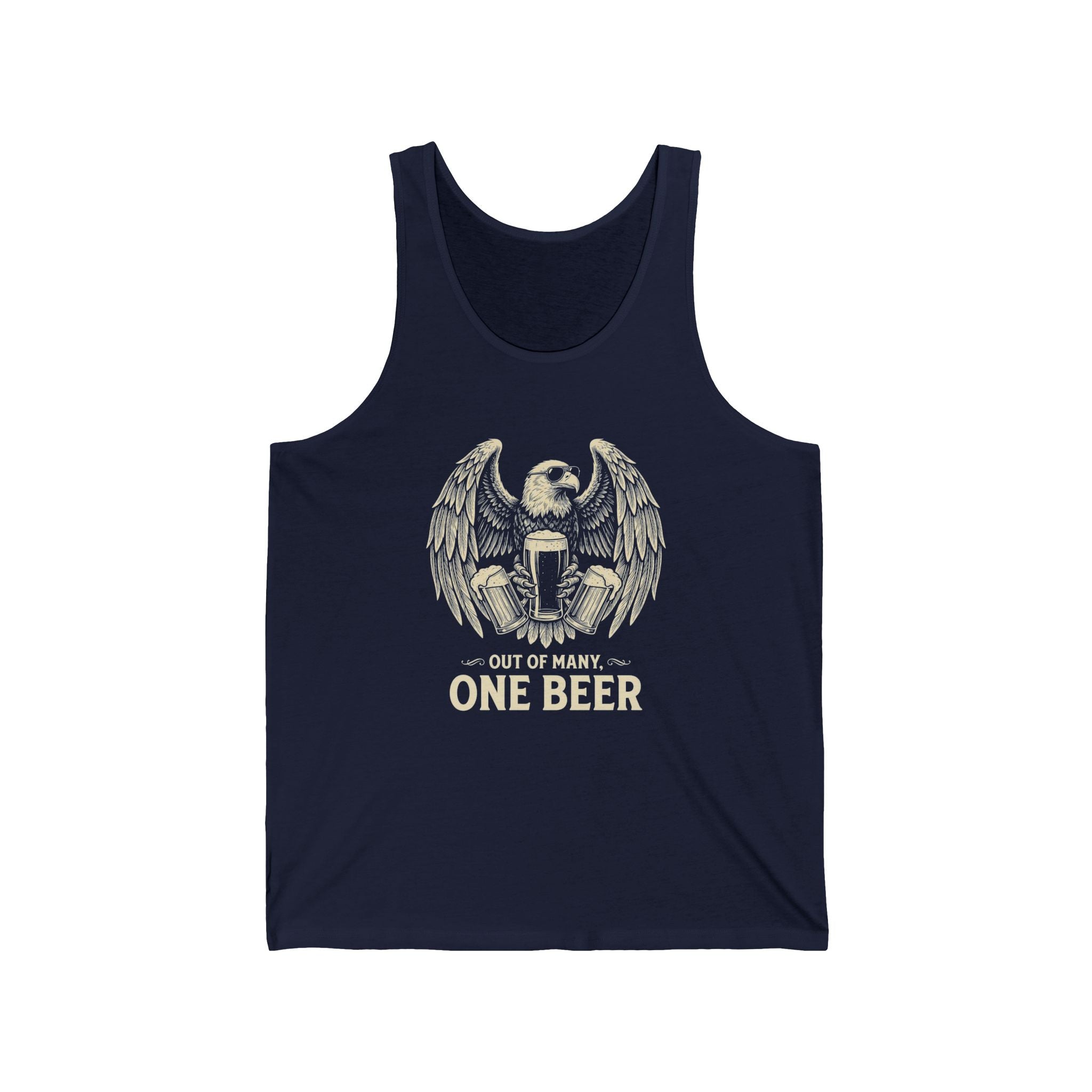 Out of Many One Beer Tank Top | Funny Patriotic Eagle Beer Tee | 4th of July Drinking Gift | Beer Lover Shirt