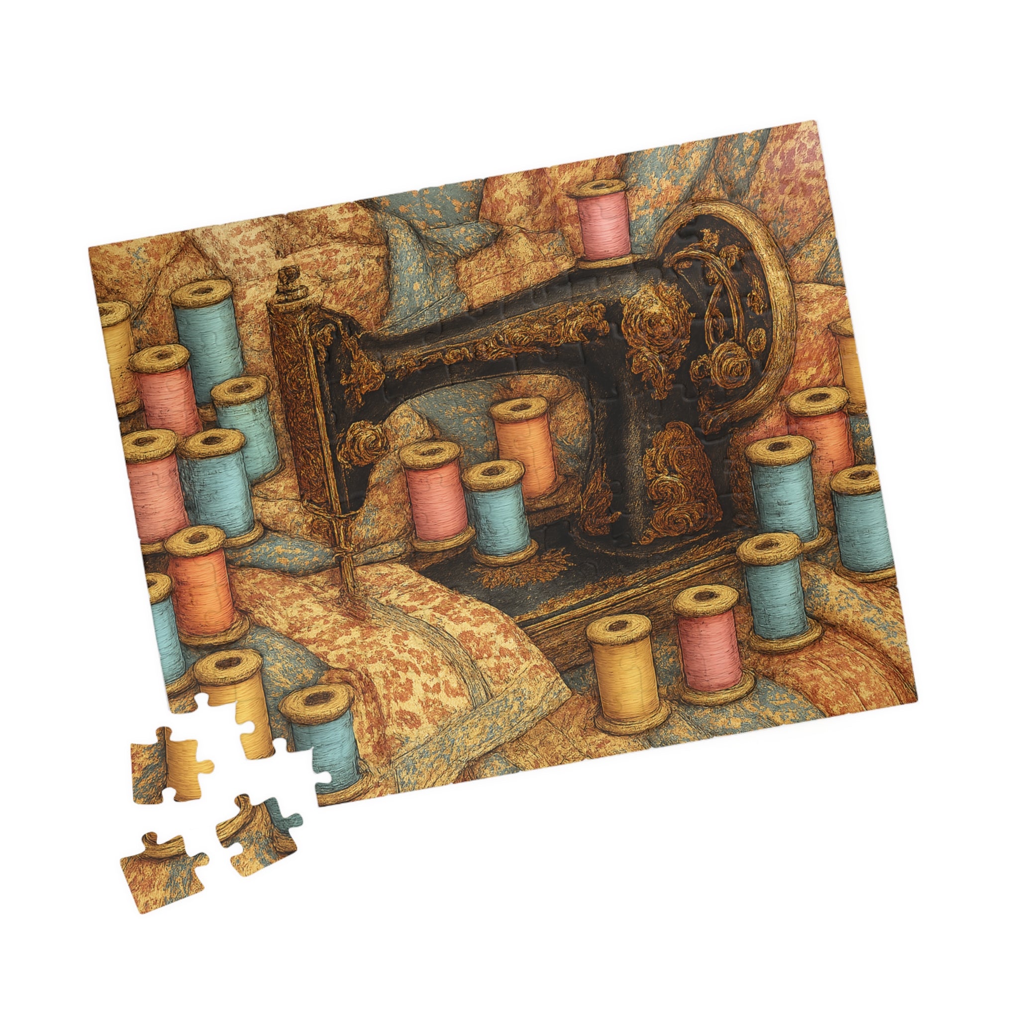 Abstract Sewing Machine Jigsaw Puzzle - Vintage Craft Decor Puzzle