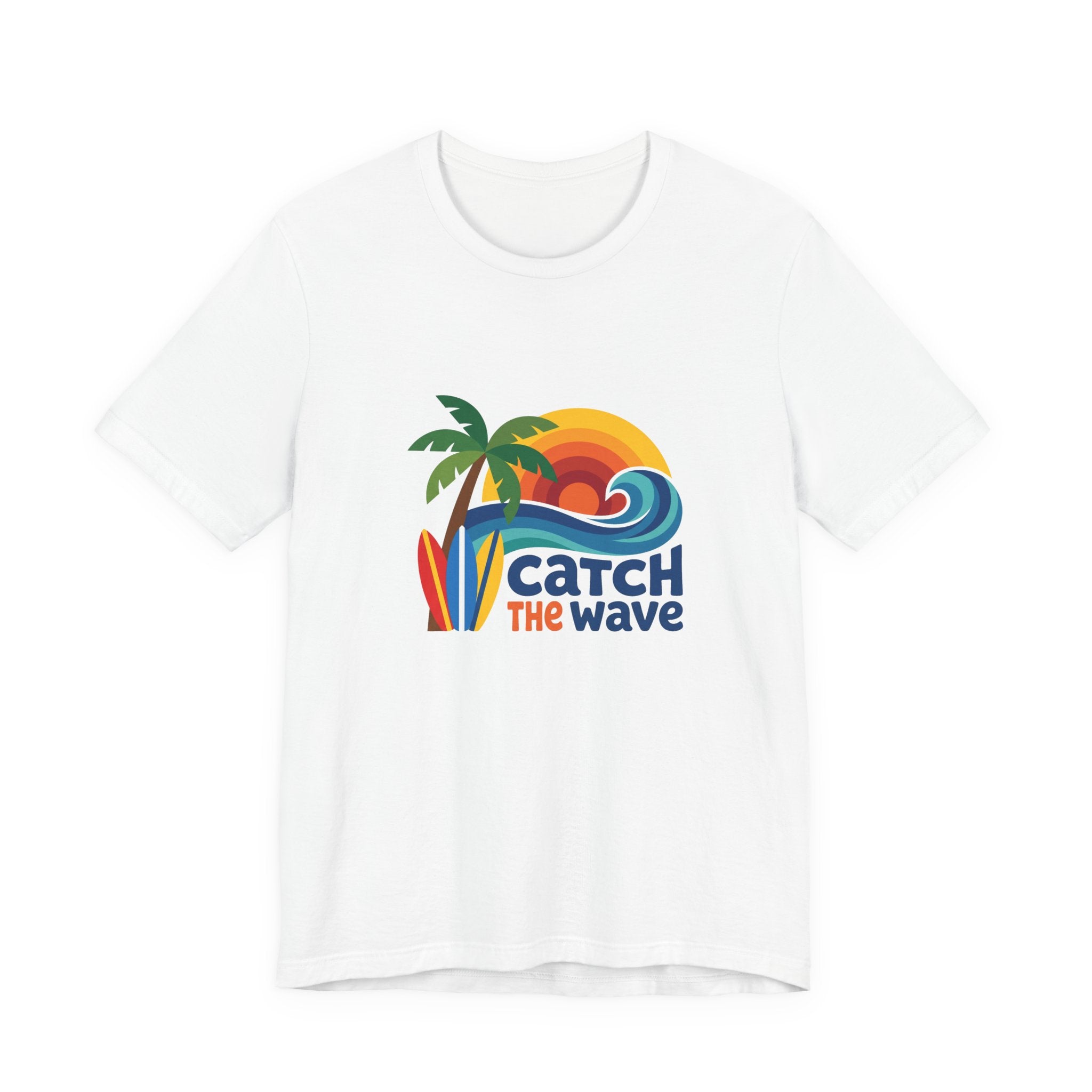 Catch the Wave Tee - Retro Beach Sunset Surfboard Design