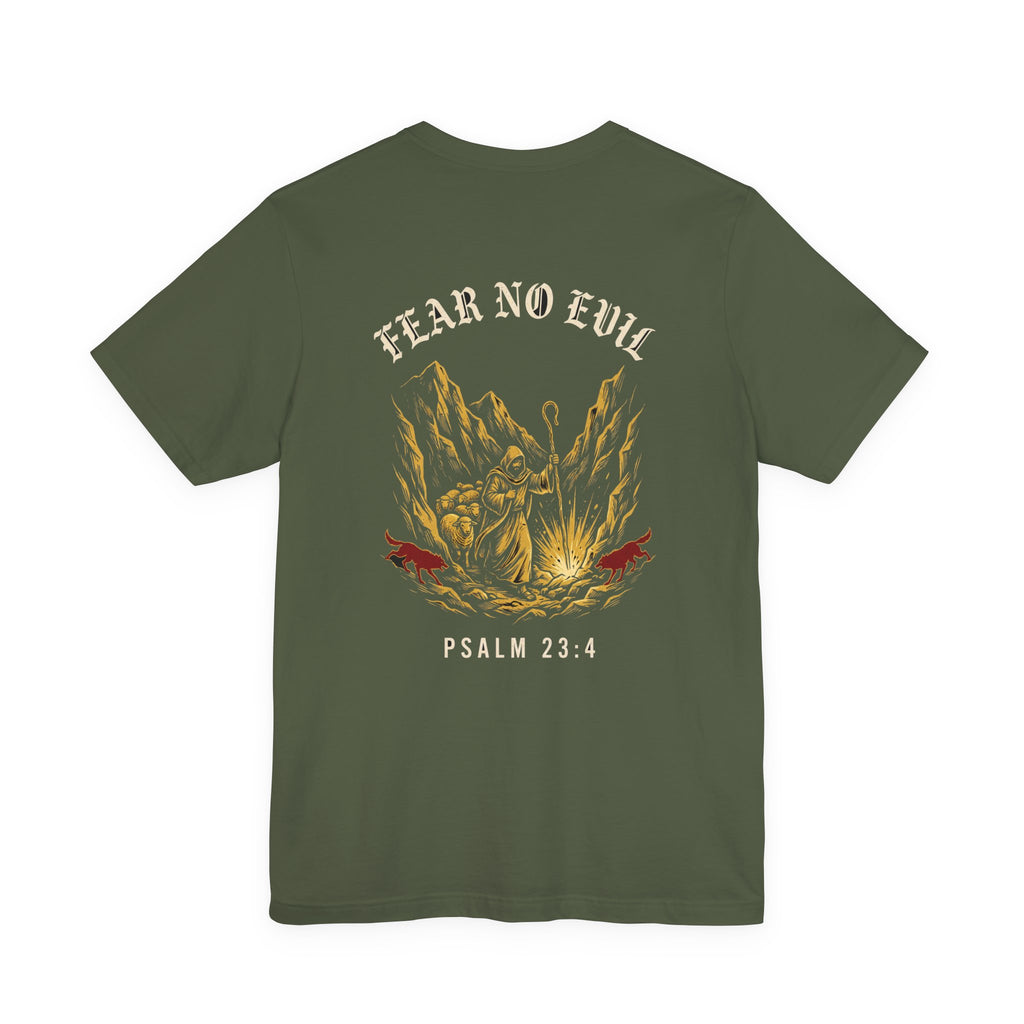 Fear No Evil Christian Tee | Psalm 23:4 Warrior Faith Bible Shirt