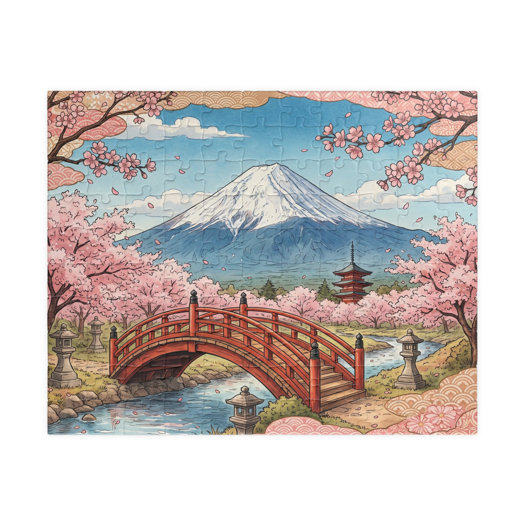 Mount Fuji Cherry Blossoms Jigsaw Puzzle | Japan Scenic Landscape