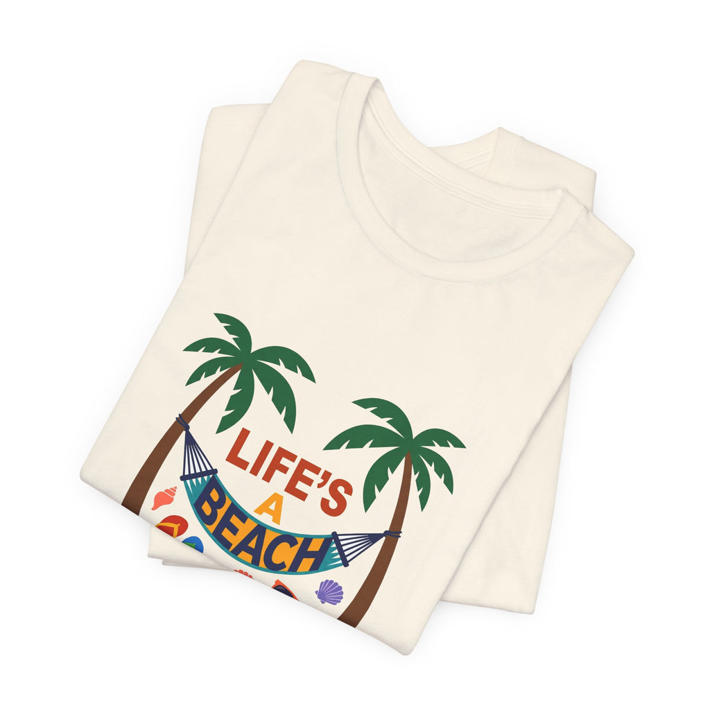 Beach Scene Hammock Tee with Intricate Illustration