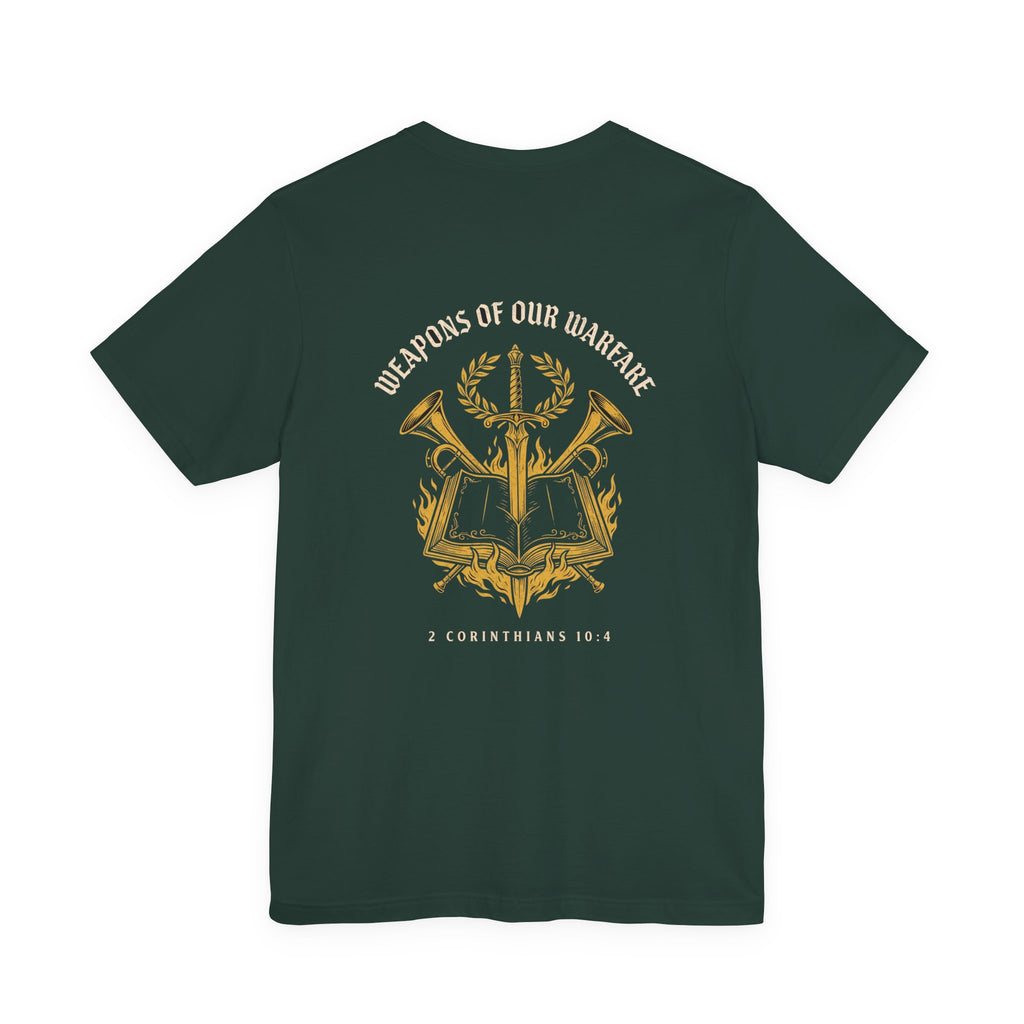 Weapons of Our Warfare Christian Tee | Reformed Warrior Faith Shirt
