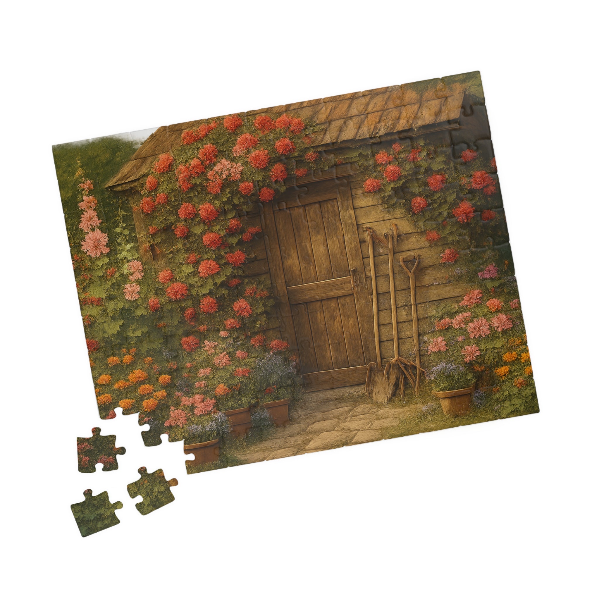 Garden Jigsaw Puzzle - Hand-Drawn Vintage Scene