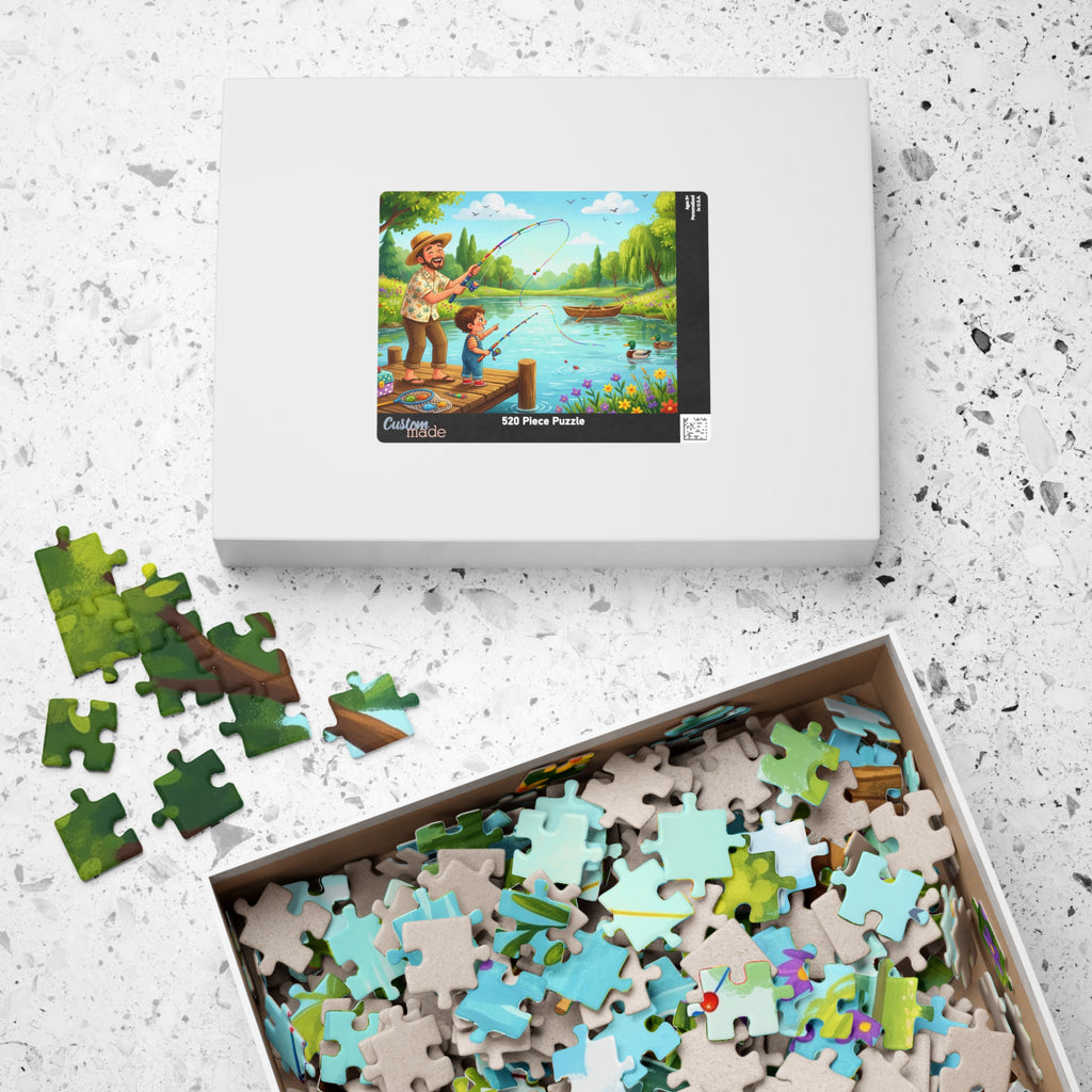 Retro Fishing Buddies Jigsaw Puzzle - Dad and Child Scene