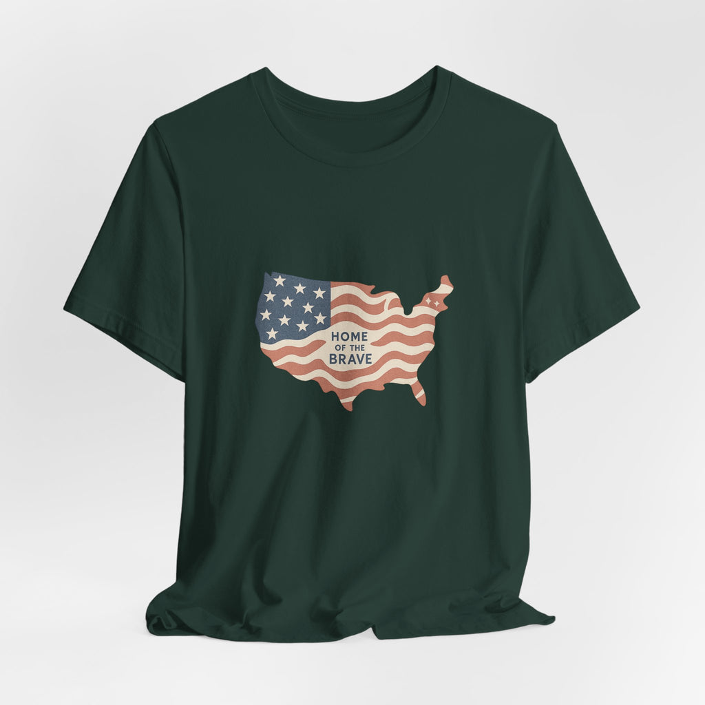 Minimalist USA Map Tee with Stars and Stripes Design