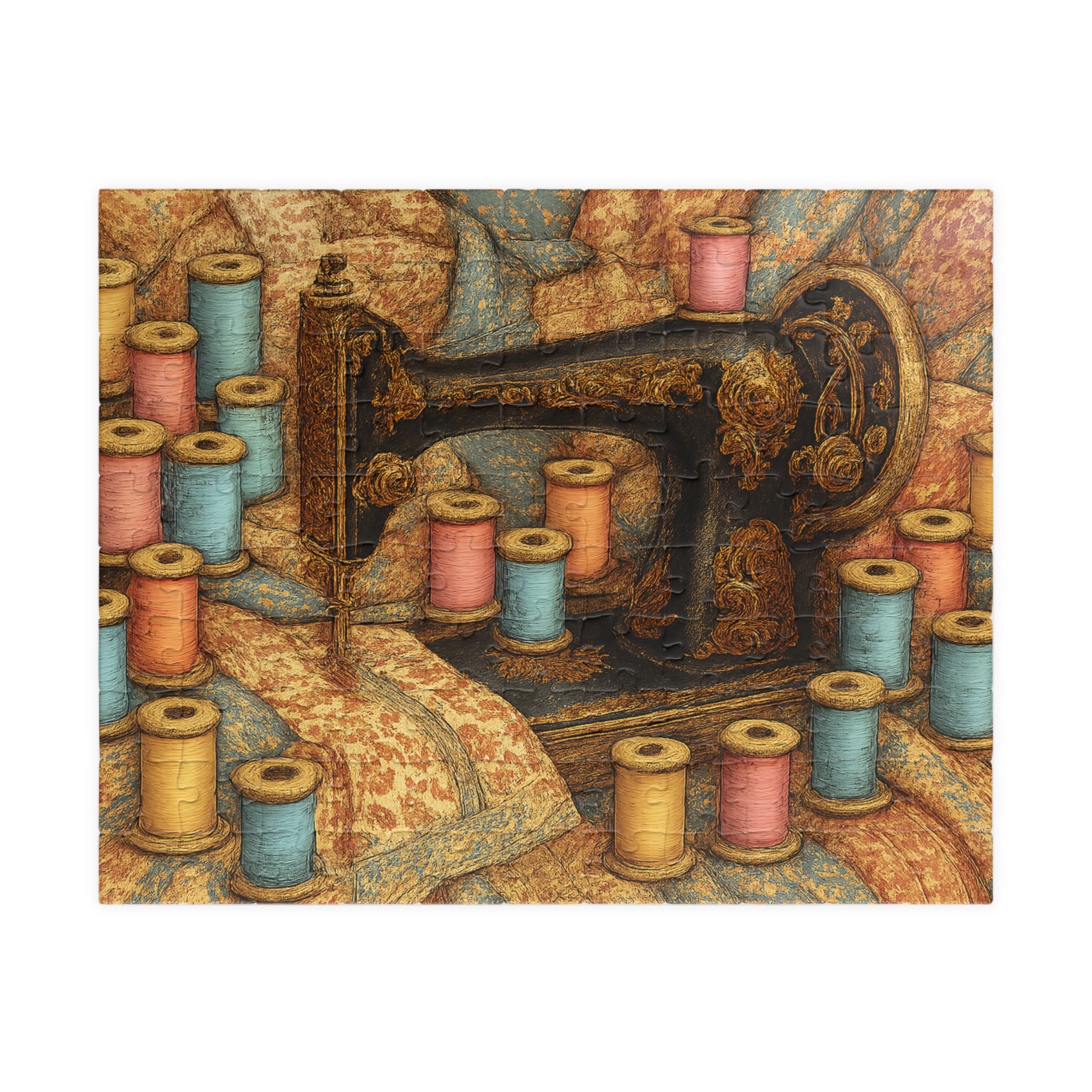 Abstract Sewing Machine Jigsaw Puzzle - Vintage Craft Decor Puzzle