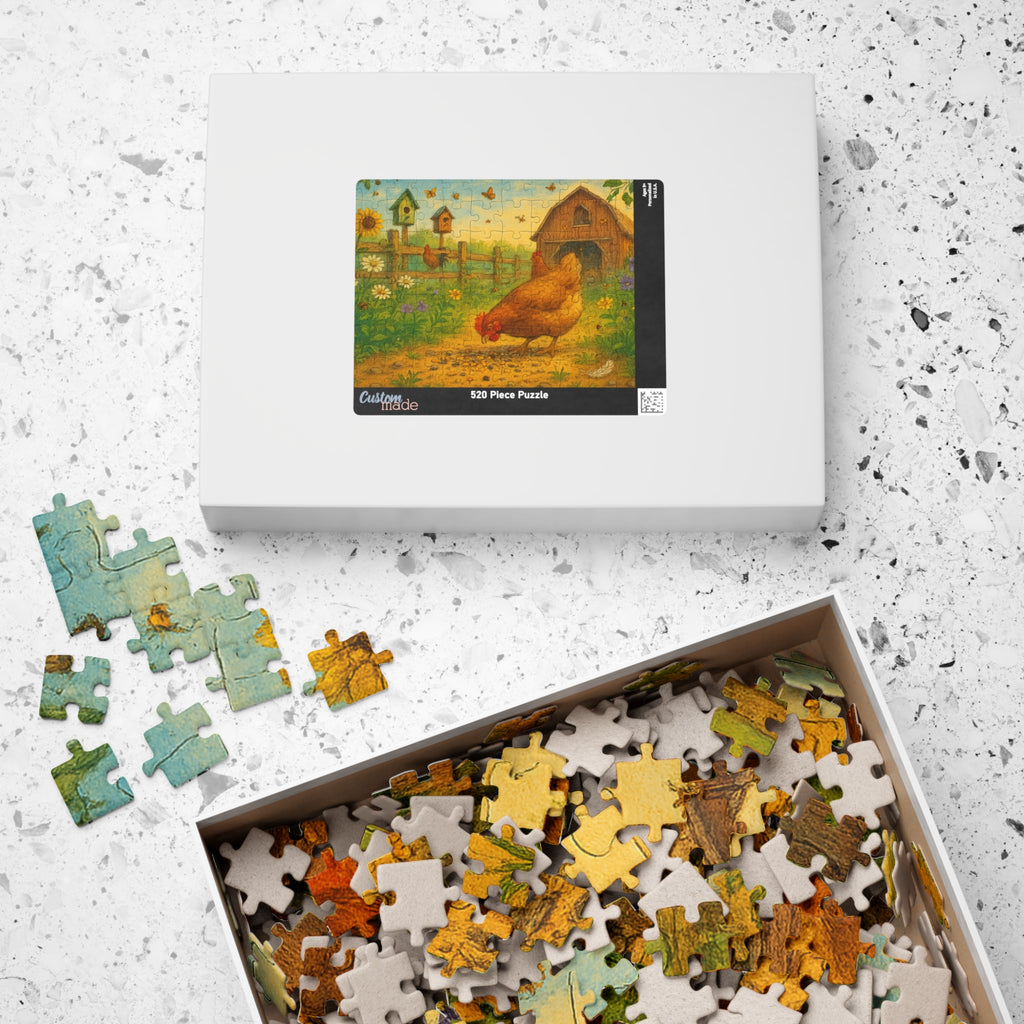Elegant Chicken Jigsaw Puzzle with Geometric Design in Pastels
