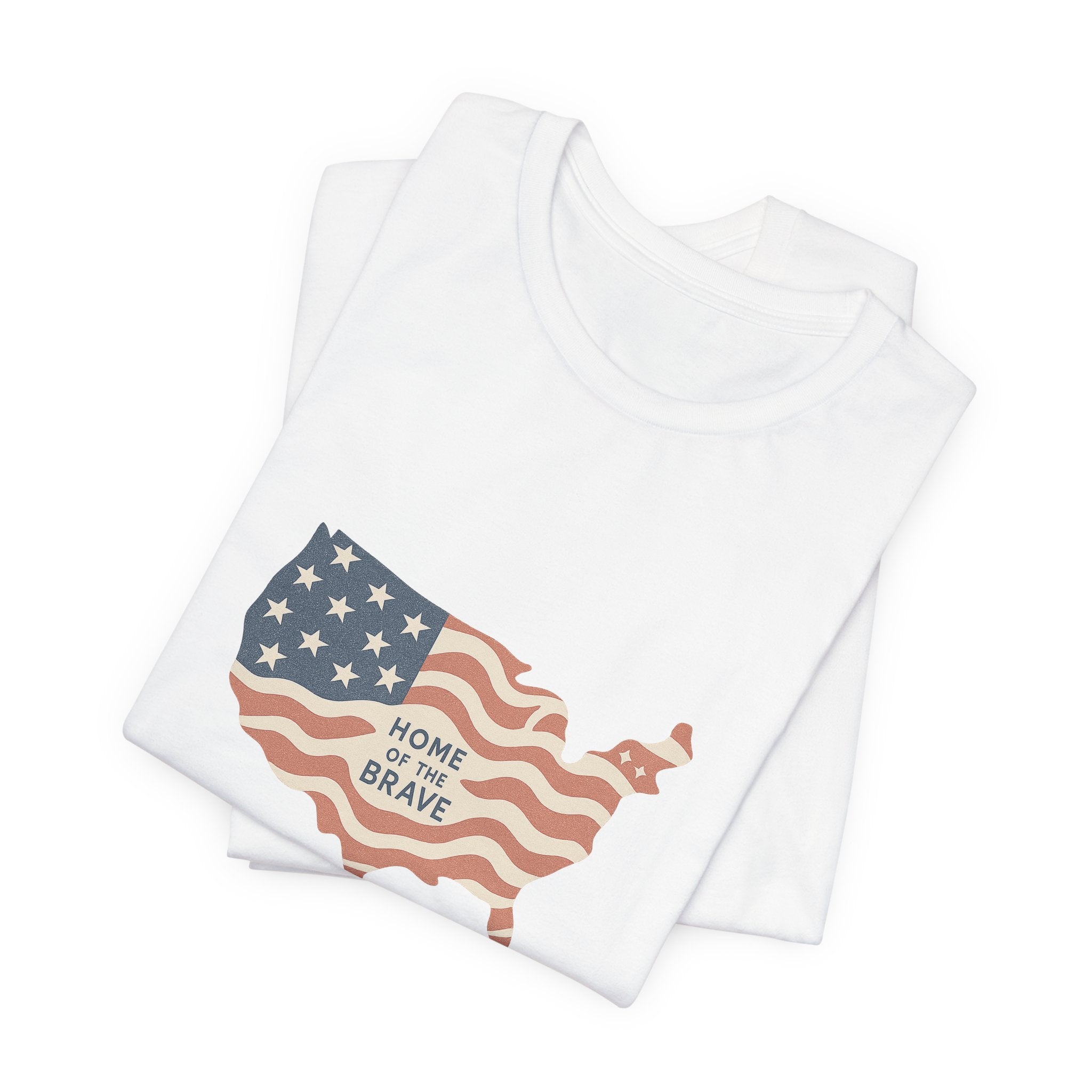 Minimalist USA Map Tee with Stars and Stripes Design