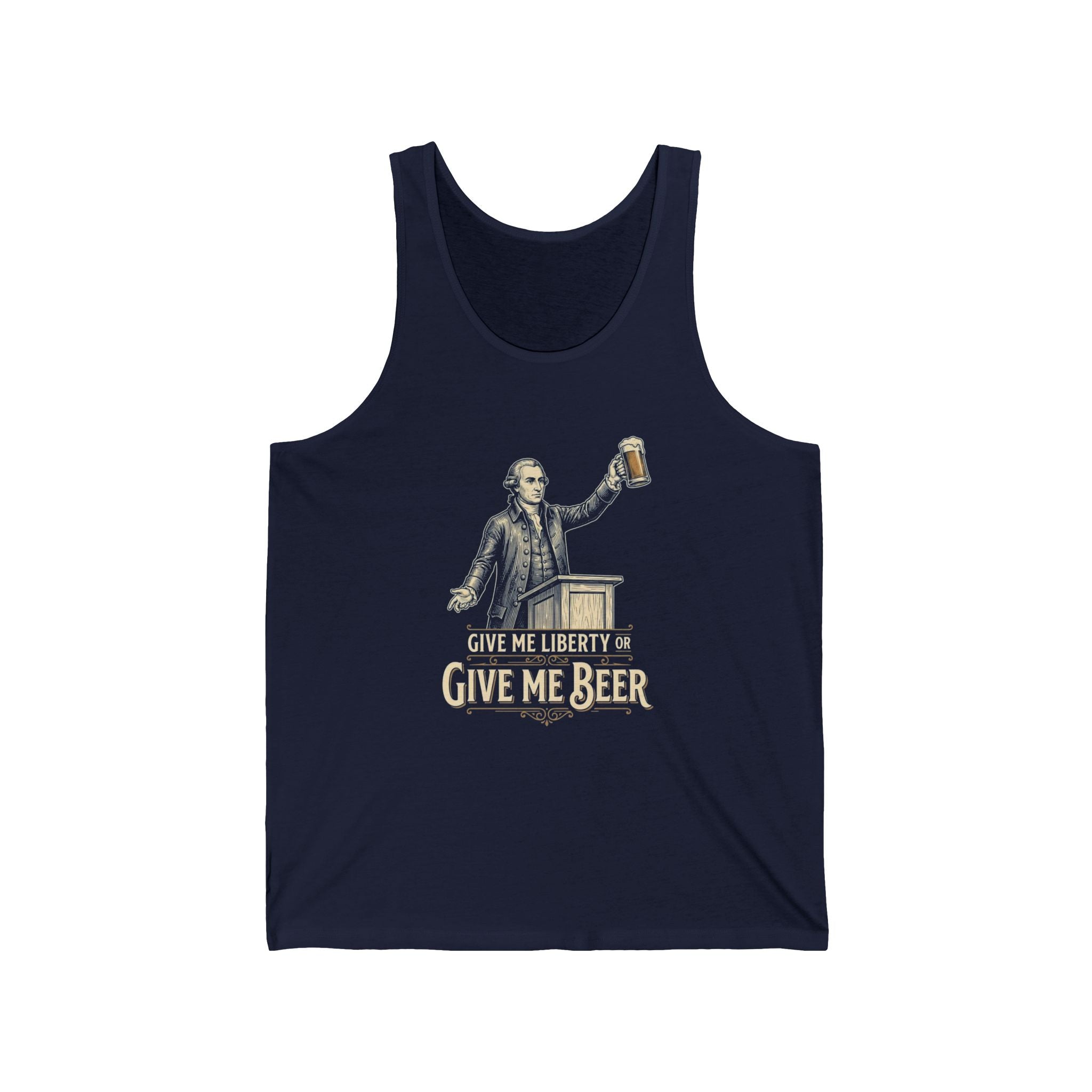 Give Me Liberty or Give Me Beer Tank Top | Funny Patriotic Beer Lover Tee | 4th of July Drinking Shirt | Founding Father Gift