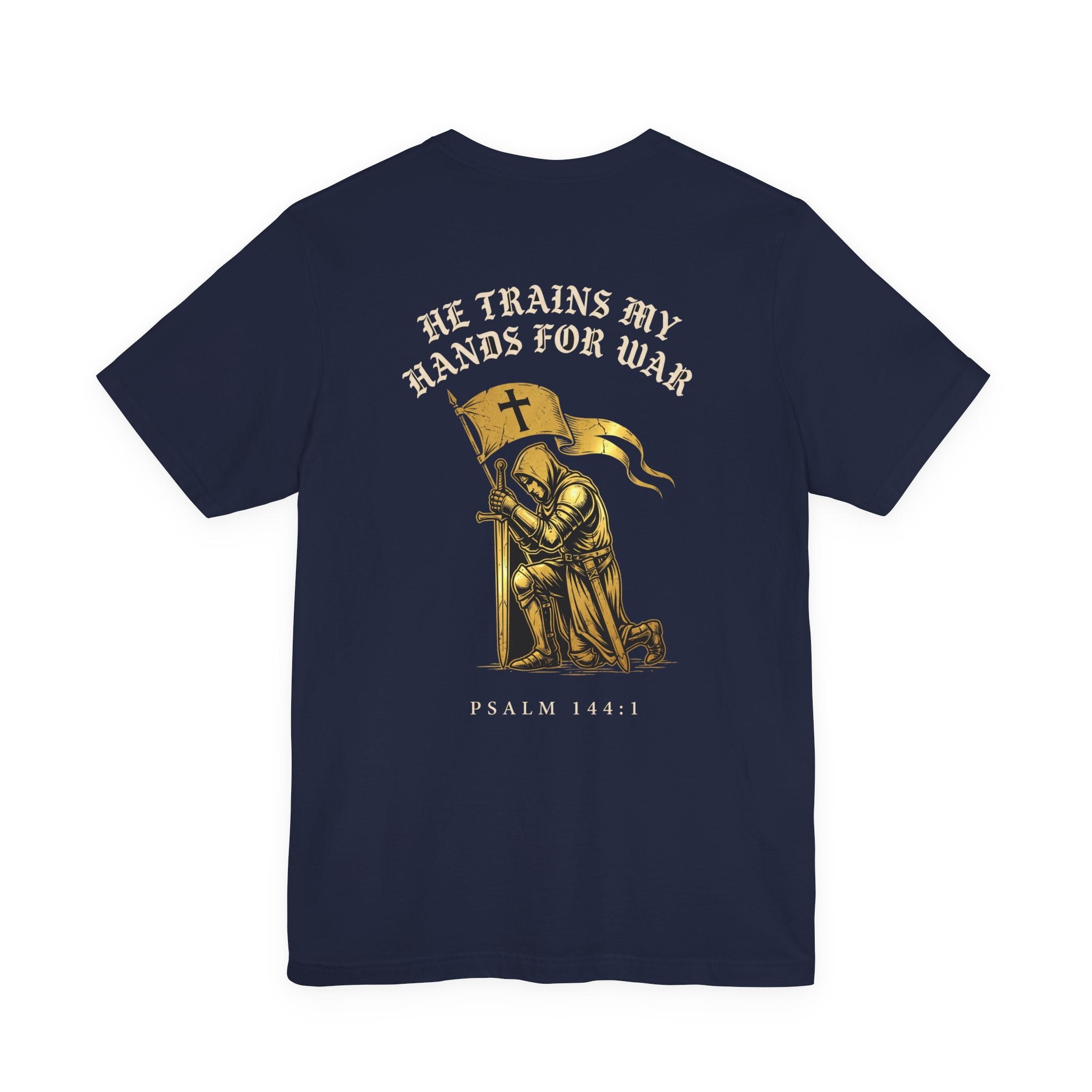 He Trains My Hands For War Christian Tee | Reformed Warrior Faith Shirt