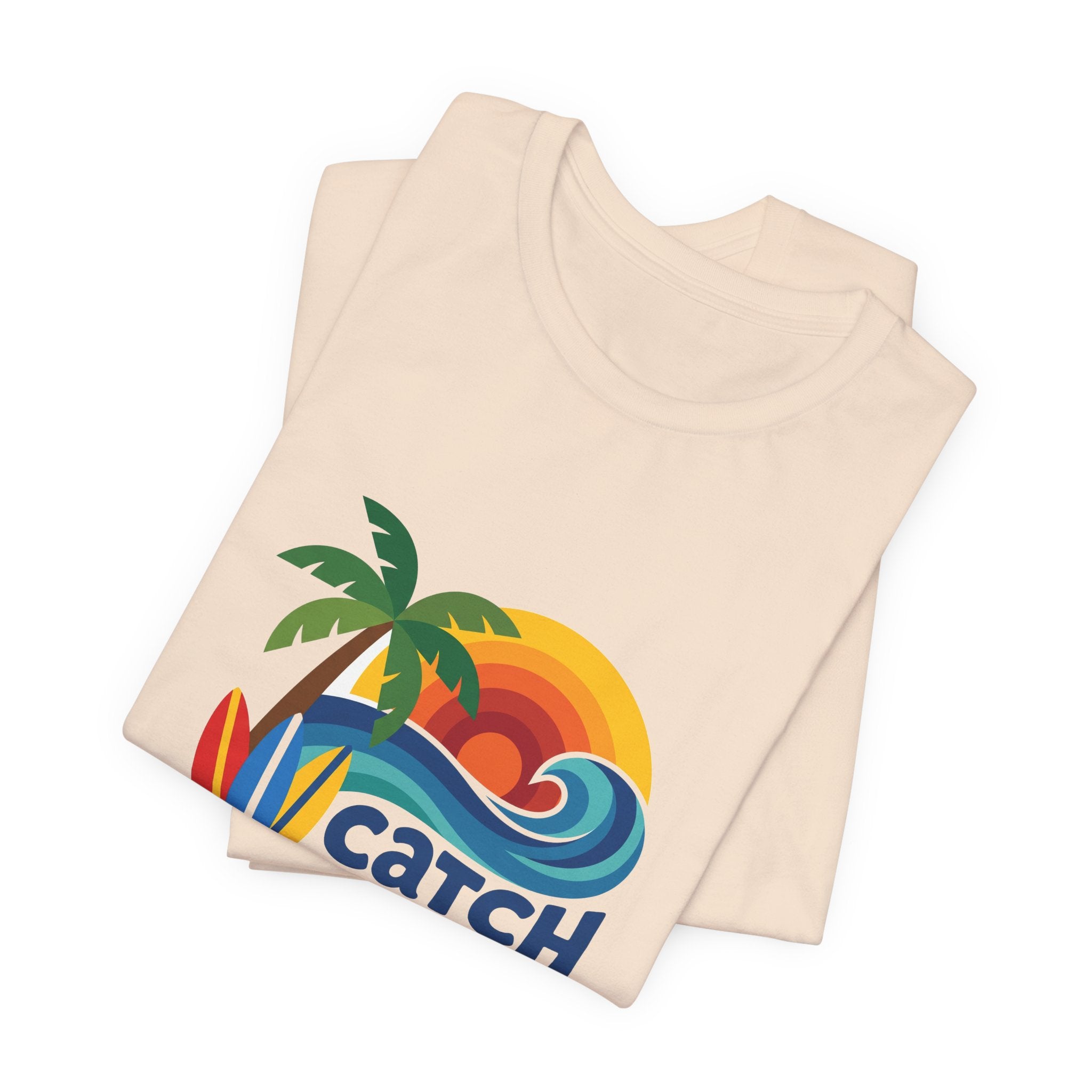 Catch the Wave Tee - Retro Beach Sunset Surfboard Design