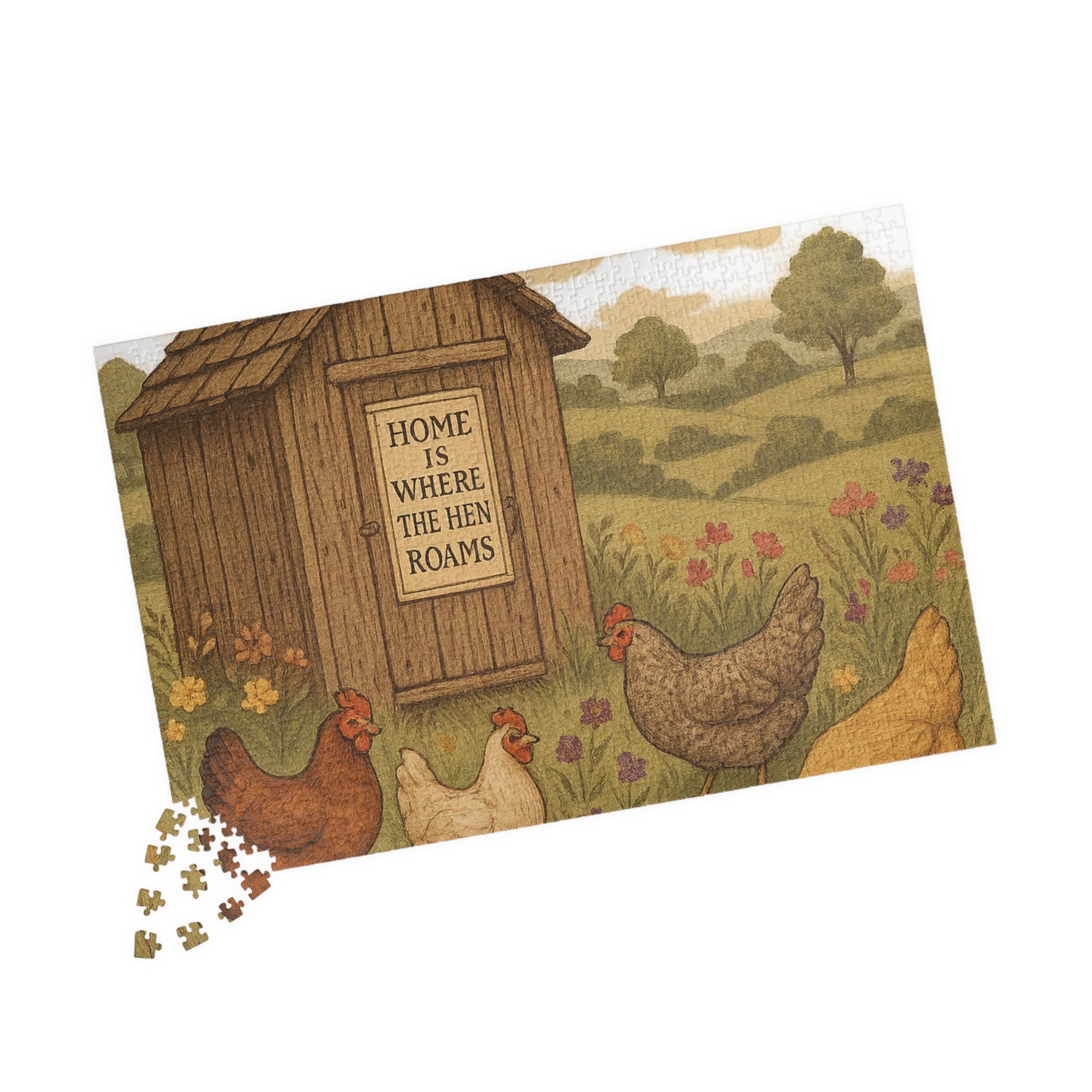 Vintage Chicken Coop Jigsaw Puzzle - Home is Where the Hen Roams