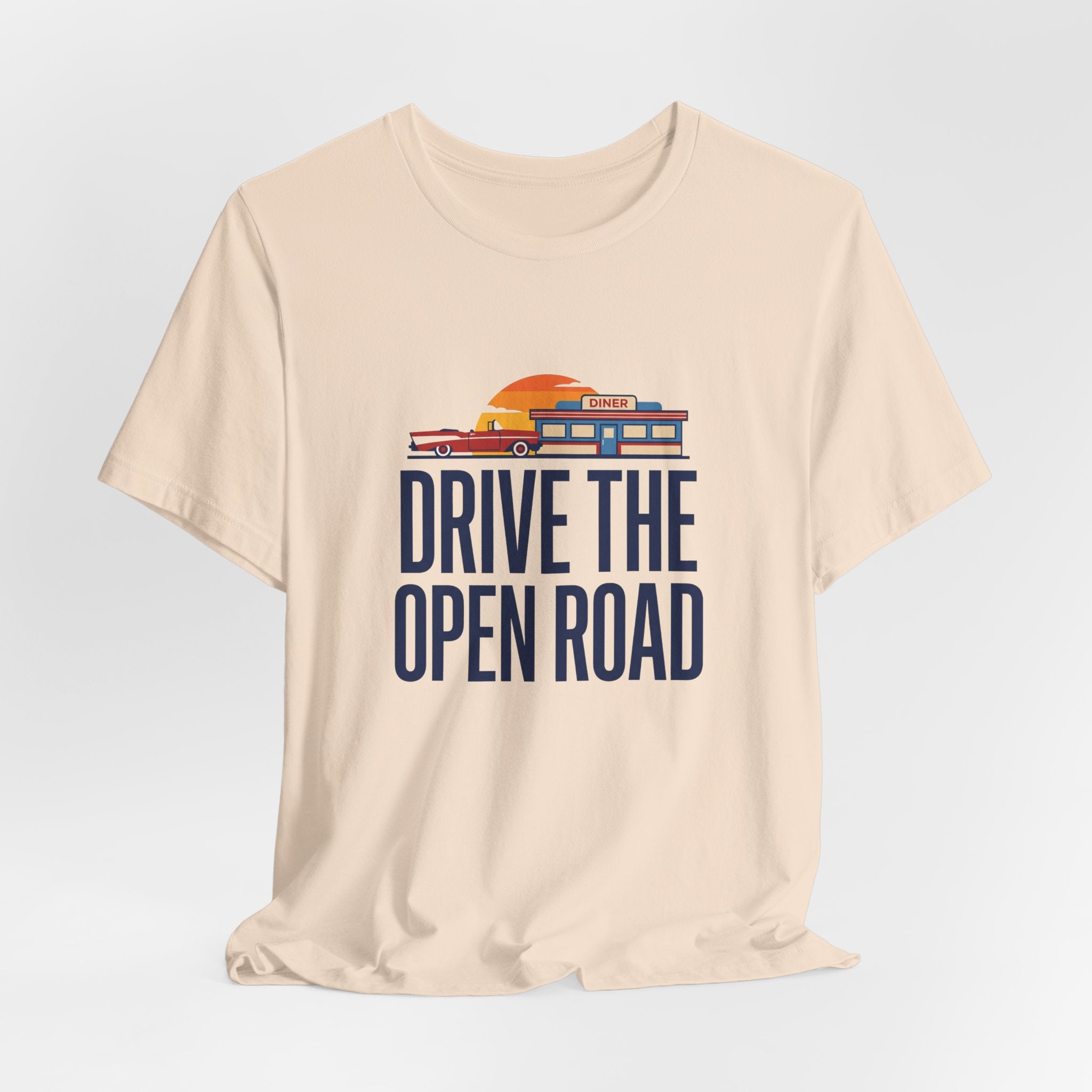 Drive The Open Road Tee - Retro Americana Car and Diner Design
