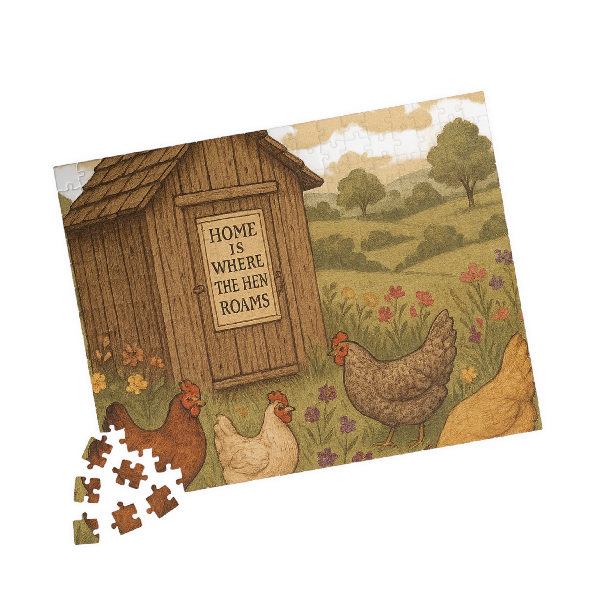 Vintage Chicken Coop Jigsaw Puzzle - Home is Where the Hen Roams